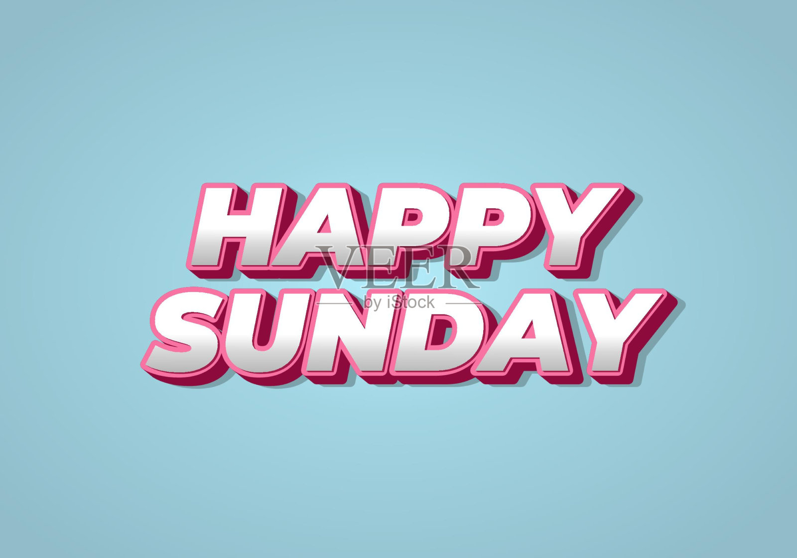 快乐的星期天。文字效果在3D效果与引人注目的颜色插画图片素材