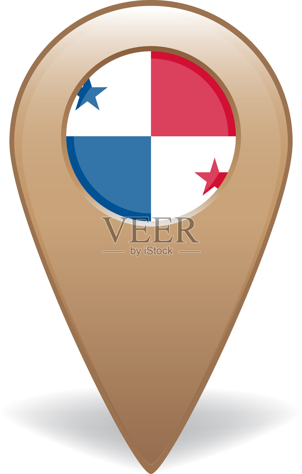 用于GPS导航的巴拿马旗米色地图指针插画图片素材