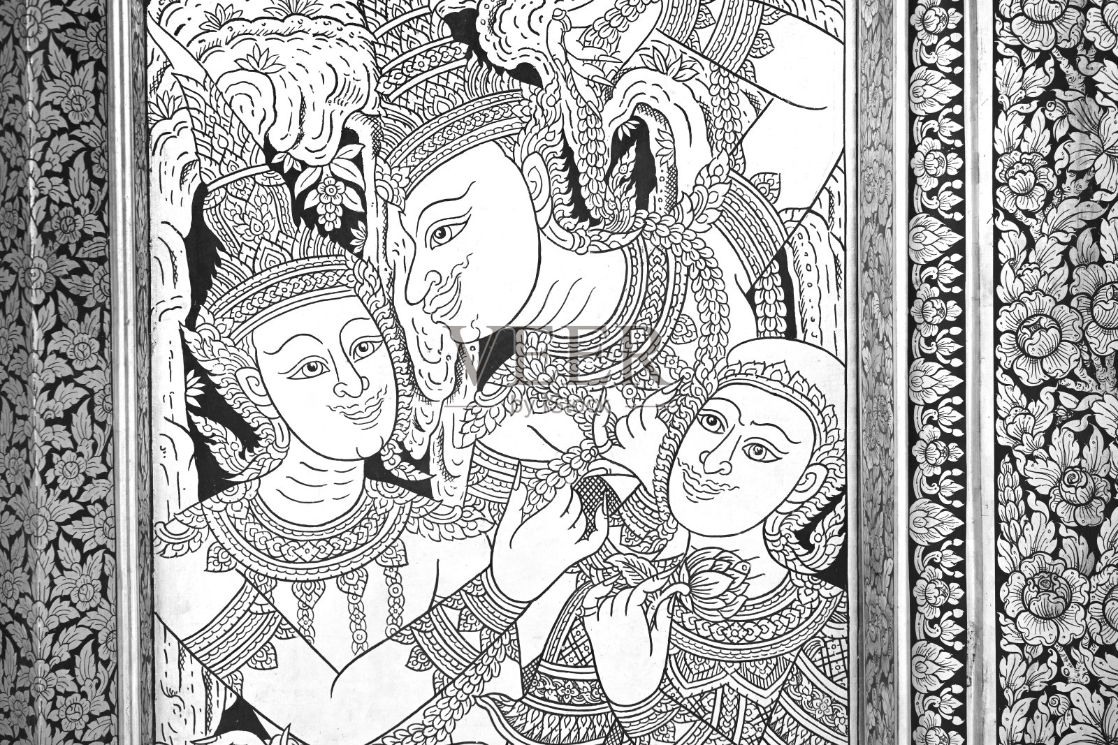 卧佛寺门上的泰国雕塑照片摄影图片