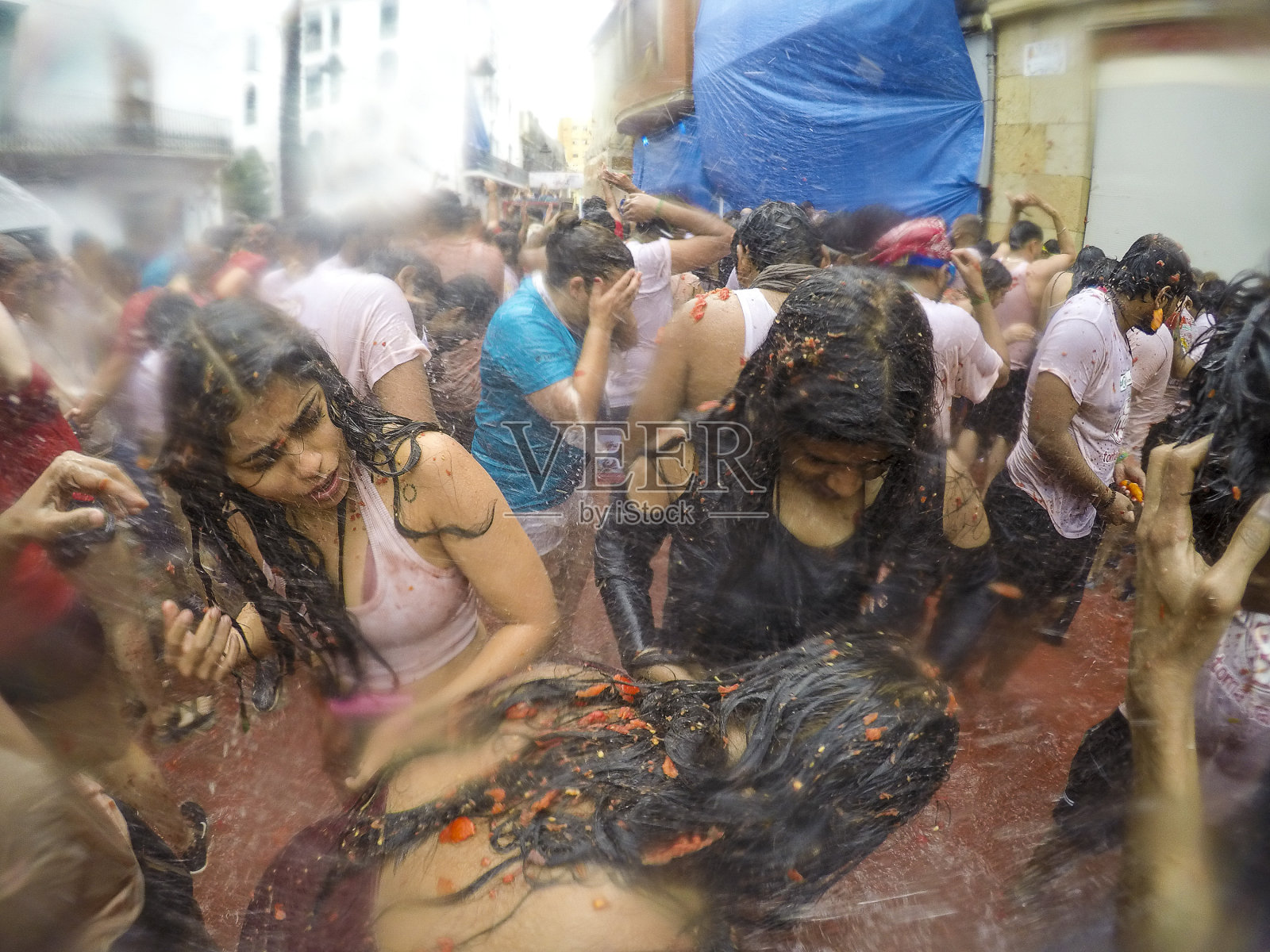 西班牙布尼奥尔番茄节照片摄影图片