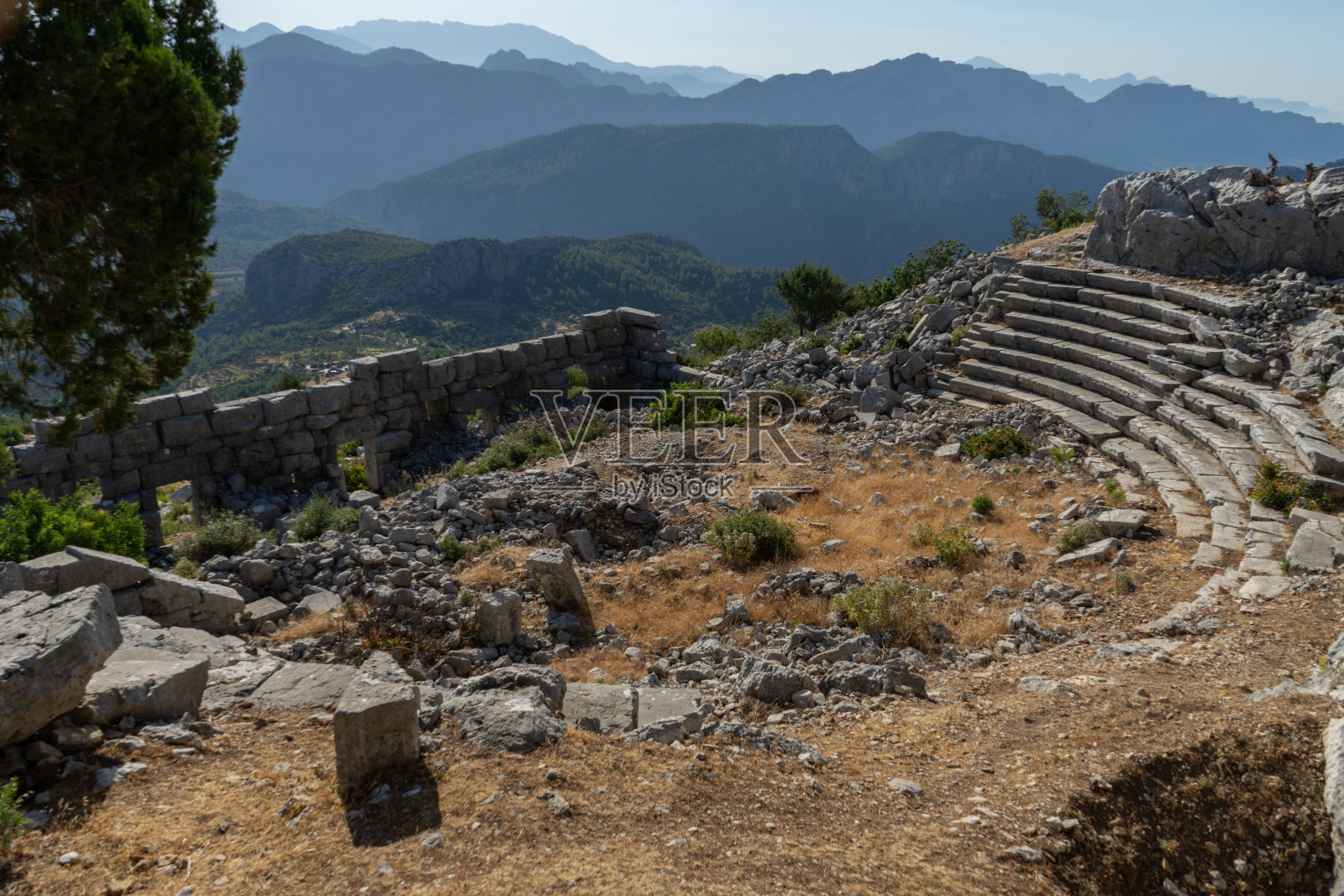 米利亚斯(Milyos, Melli, Milyos, Mylips)古城，Kocaaliler, buak, Burdur, t<s:1> rkiye(土耳其)剧院遗址照片摄影图片