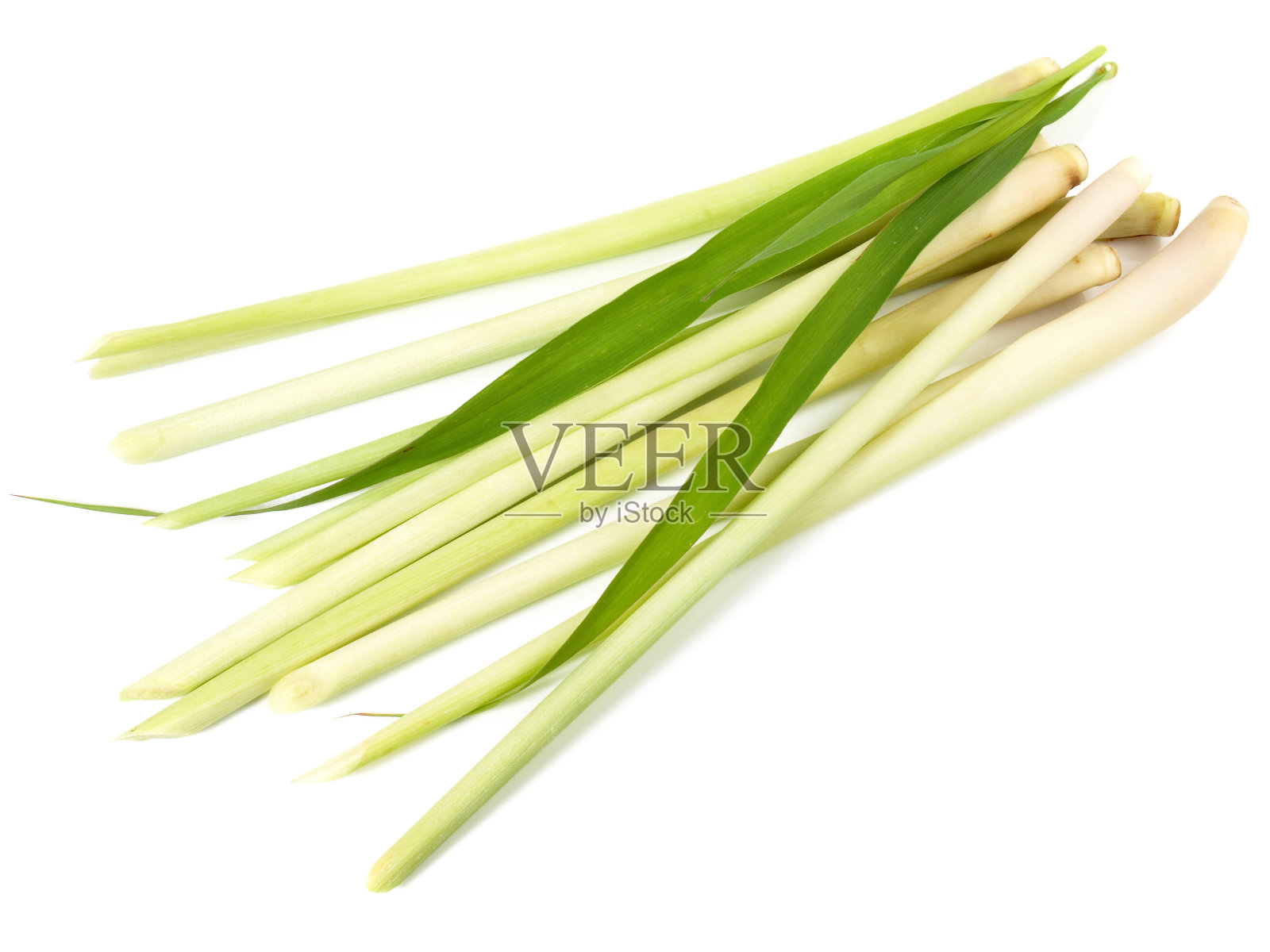 柠檬草与柠檬草叶子在白色的背景照片摄影图片