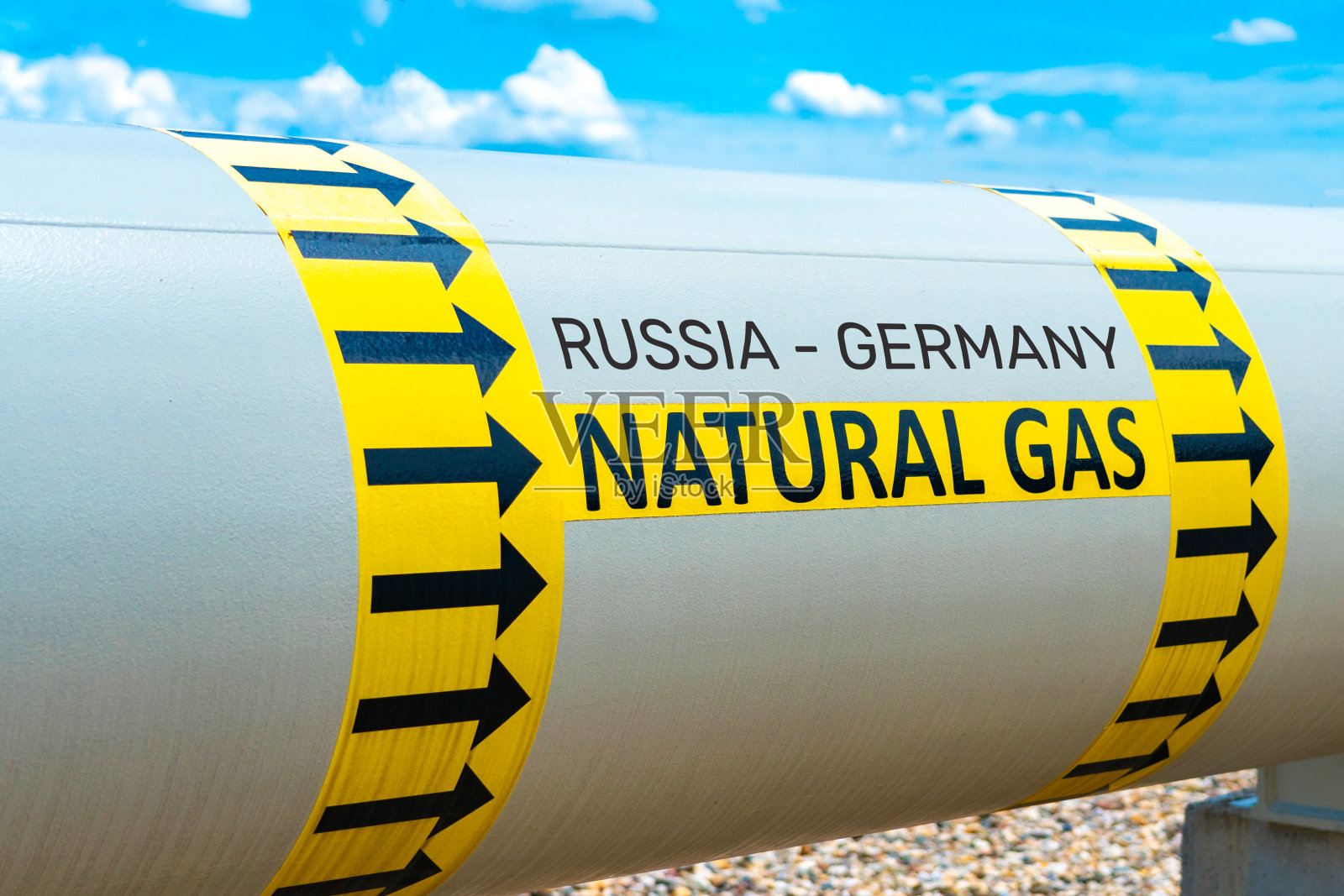 天然气管道显示天然气从俄罗斯流向德国的方向。从俄罗斯向欧洲出口天然气的概念照片摄影图片