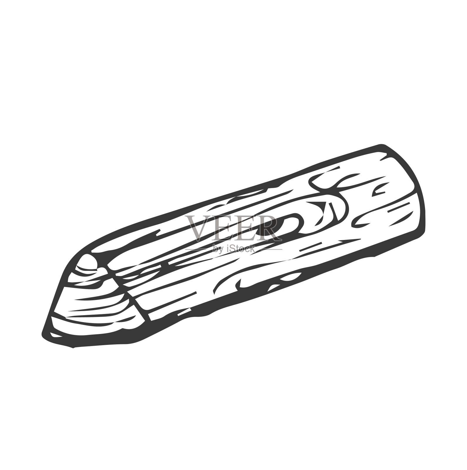 一堆天然的柴火。线条单色黑色素描。矢量轮廓图标插画图片素材