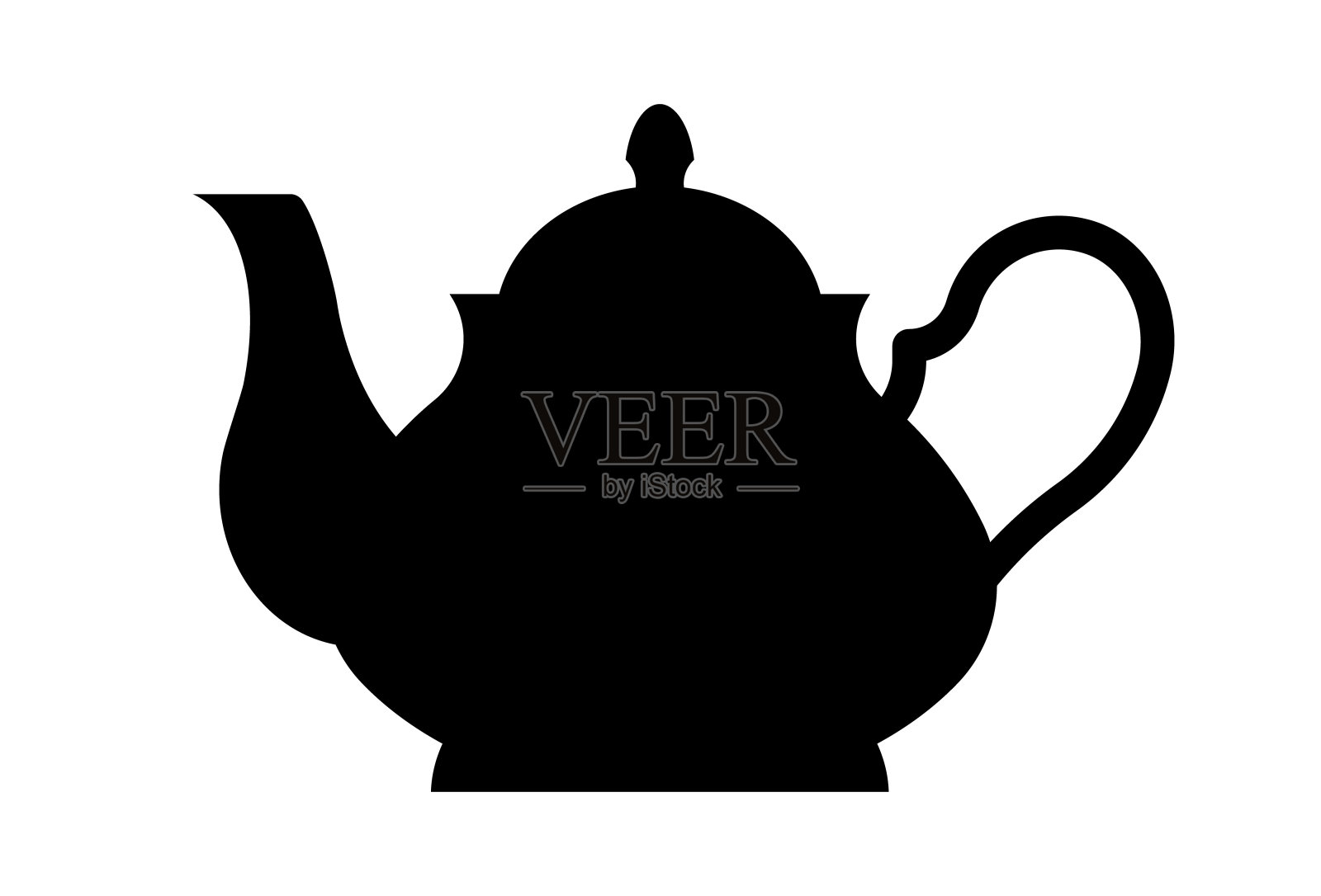 茶壶。黑色的轮廓。插画图片素材