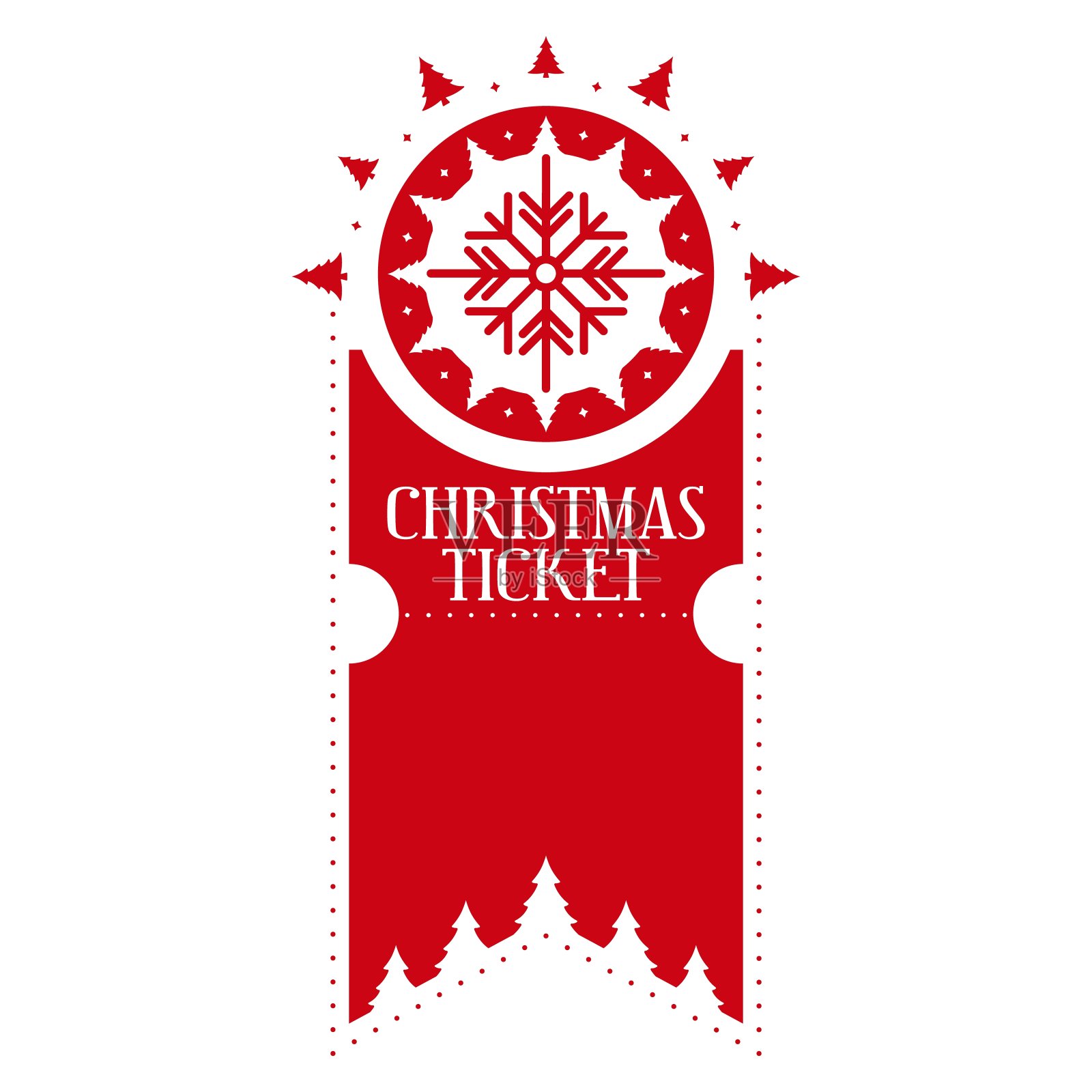 圣诞票设计与雪花图标。插画图片素材
