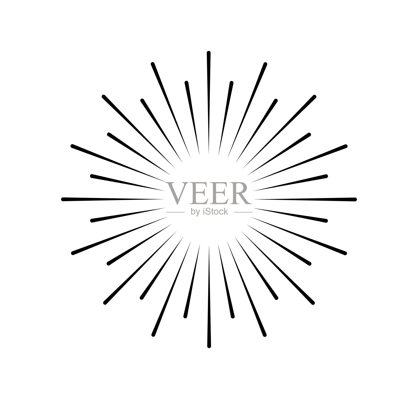 简约的阳光。波希米亚风格的阳光剪影。网站图标或公司标志。烟花爆炸。线性向量图解插画图片素材