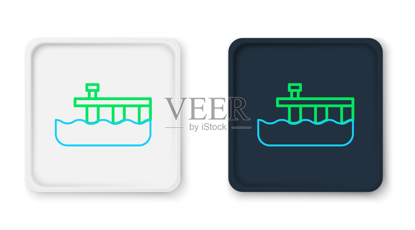 线海滩码头码头图标孤立的白色背景。色彩缤纷的轮廓概念。向量插画图片素材