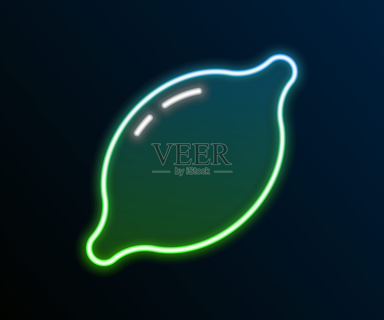 发光的霓虹灯线柠檬图标孤立的黑色背景。色彩缤纷的轮廓概念。向量插画图片素材