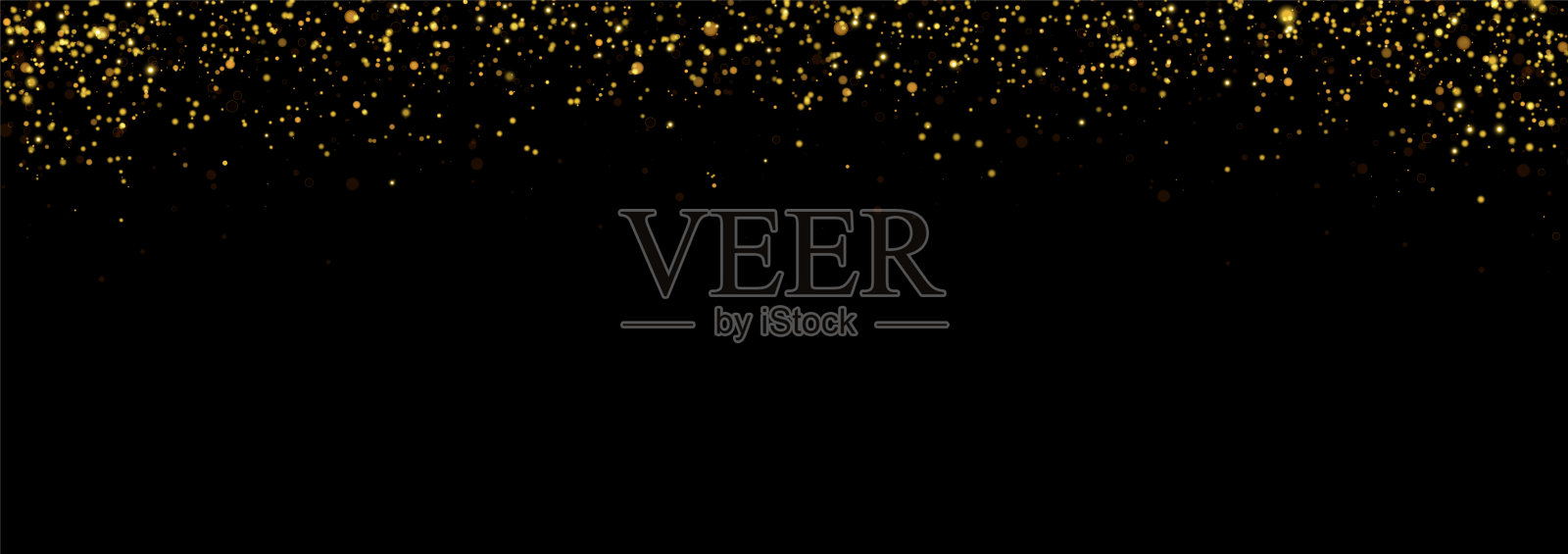 节日矢量背景与金色闪闪发光的圣诞节庆祝活动和五彩纸屑。黑色背景与发光的金色颗粒。插画图片素材