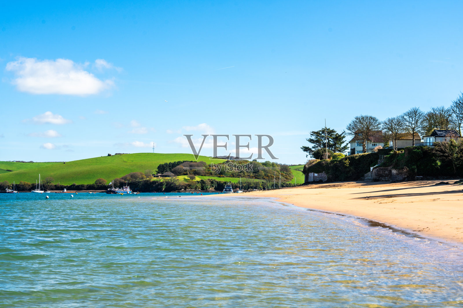 萨尔科姆东Portlemouth海滩的景色照片摄影图片