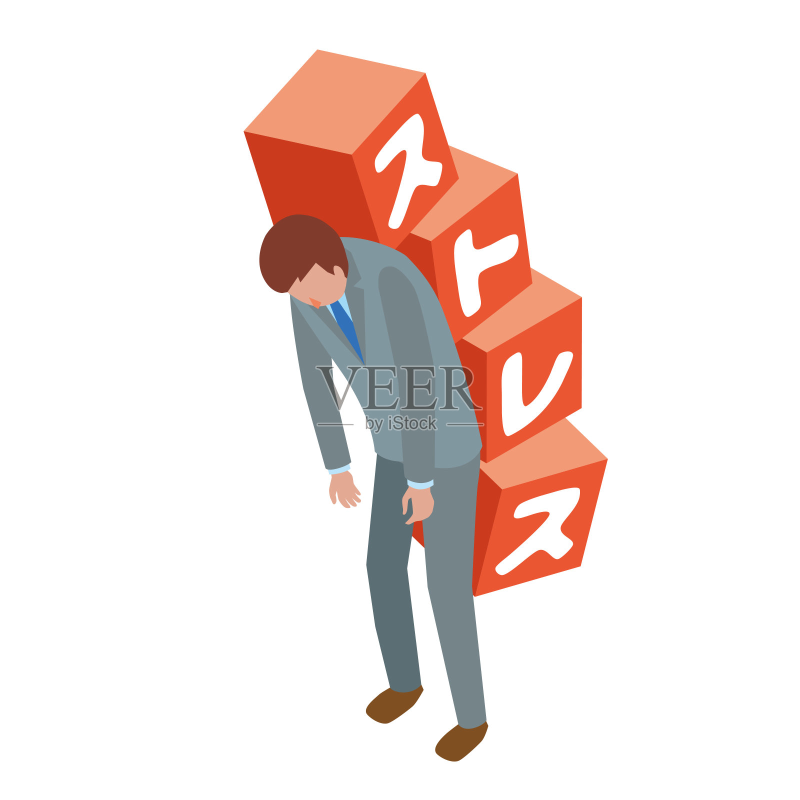 因压力而感到沮丧的男人插画图片素材