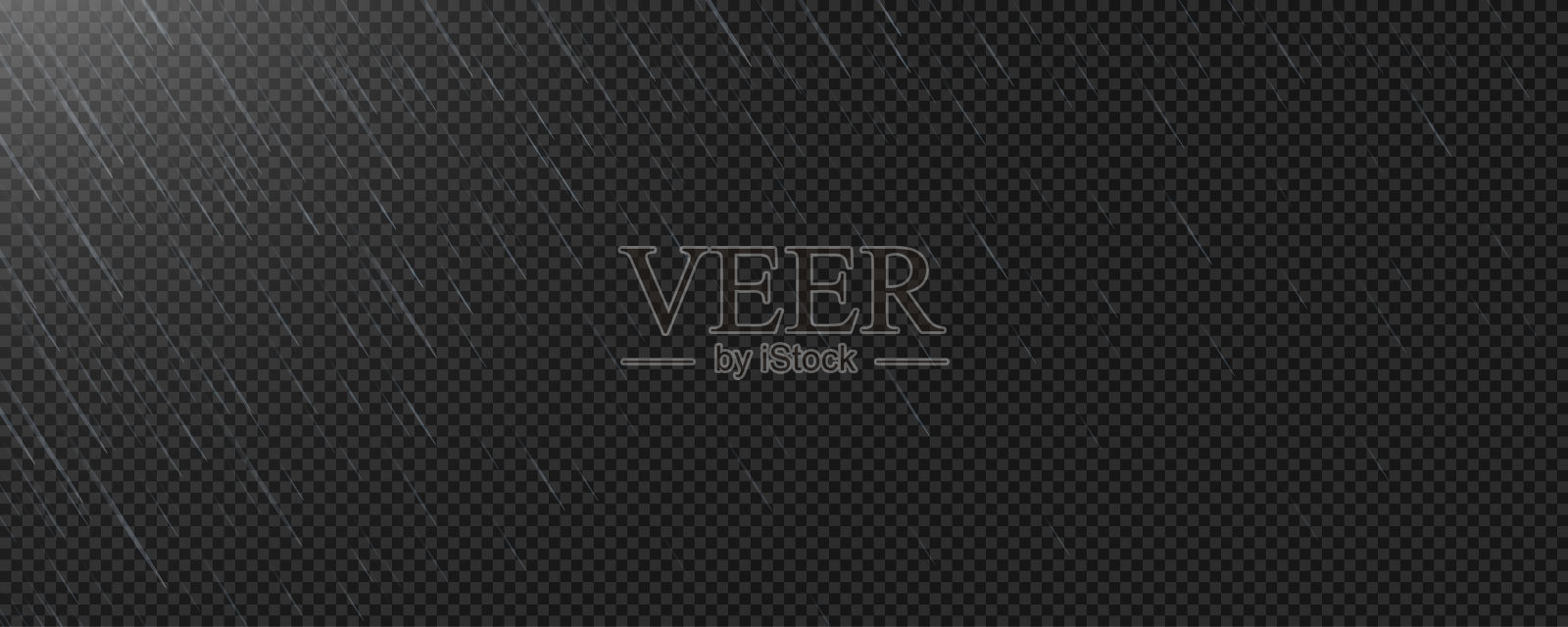 透明背景上的雨滴。风暴与雨和白云隔离在透明的背景。倾盆大雨，冰雹阴雨天气。插画图片素材