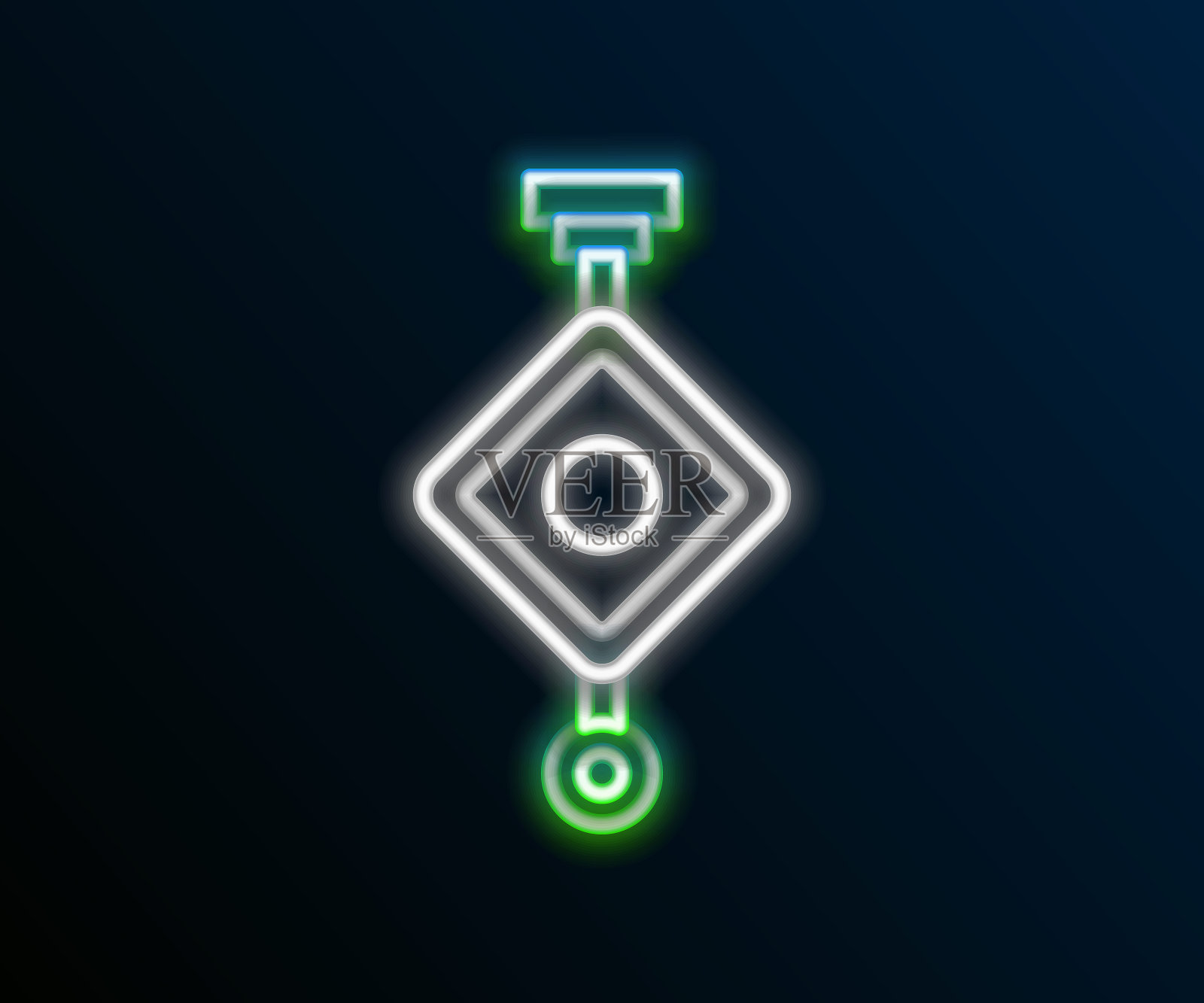 发光的霓虹线中国纸灯笼图标孤立的黑色背景。色彩缤纷的轮廓概念。向量插画图片素材