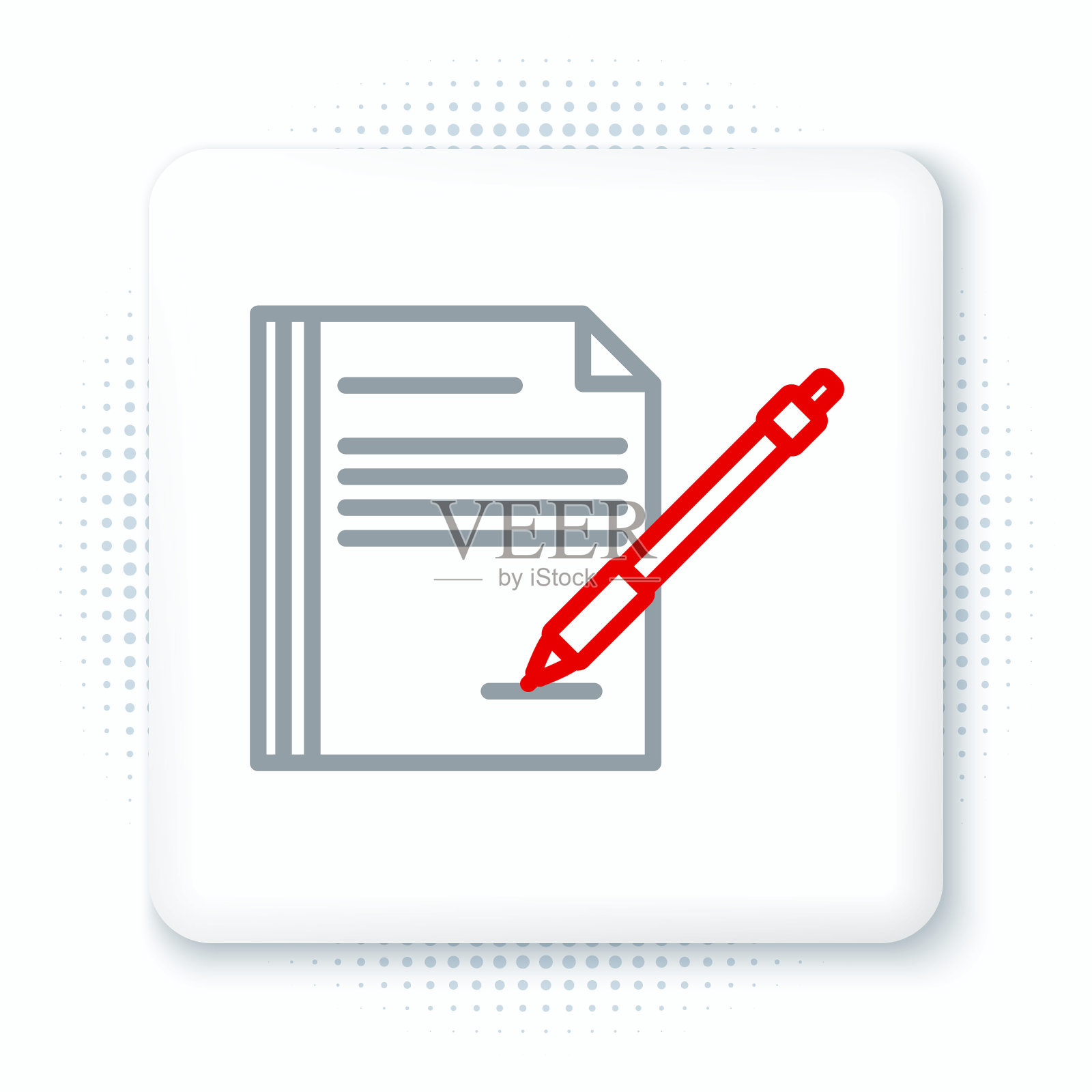 空白笔记本和笔图标隔离在白色背景。纸和笔。色彩缤纷的轮廓概念。向量插画图片素材