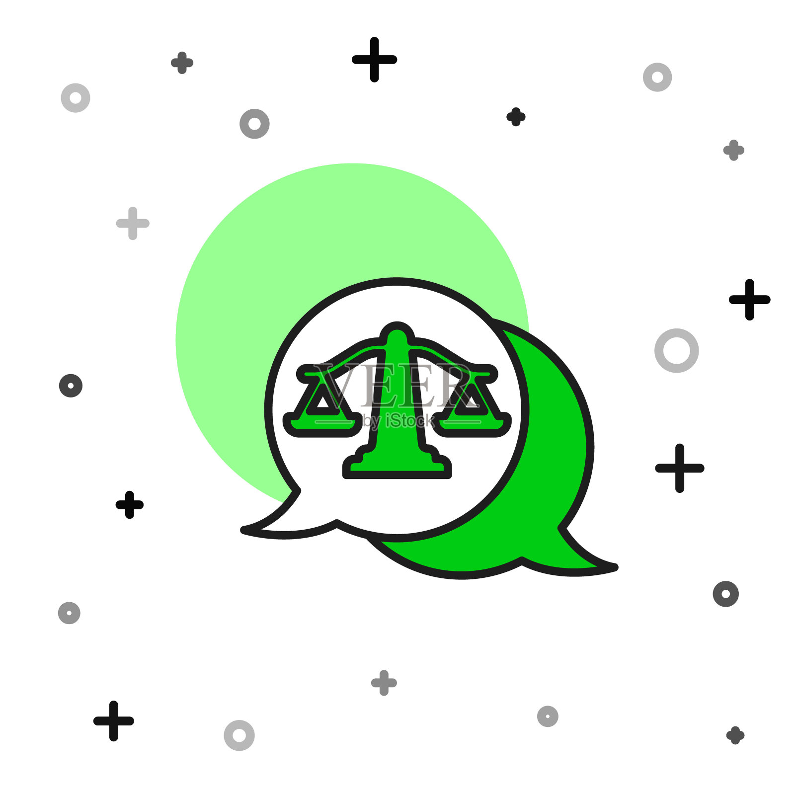 填充轮廓尺度的正义图标孤立的白色背景。法庭符号。平衡刻度符号。向量插画图片素材