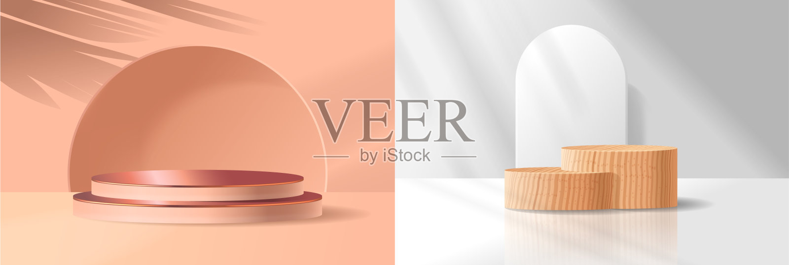 带有阴影的现代讲台的美学展示，非常适合展示产品。时尚设计插画图片素材