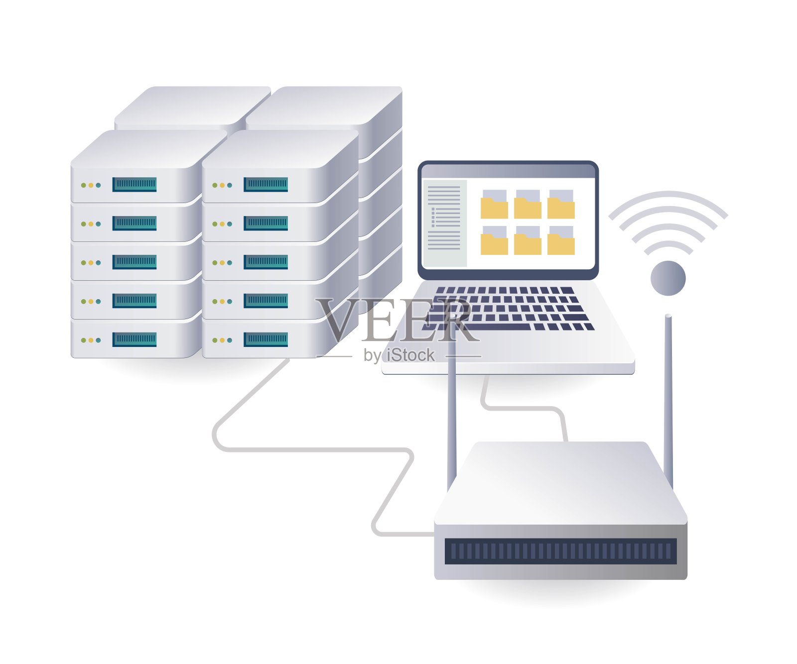 连接计算机服务器数据网络插画图片素材