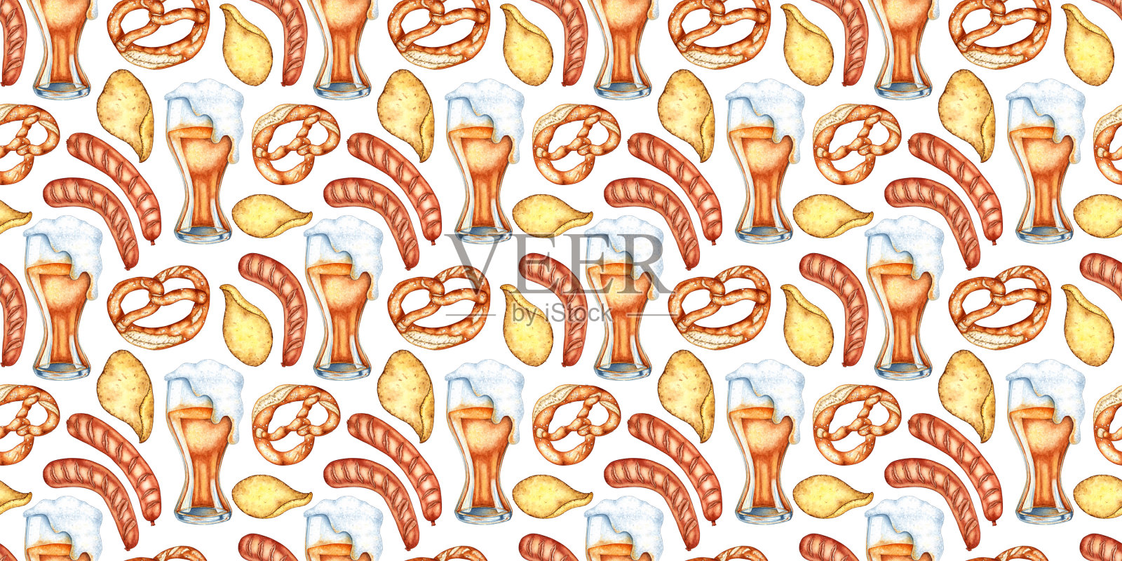 啤酒水彩图案插画图片素材