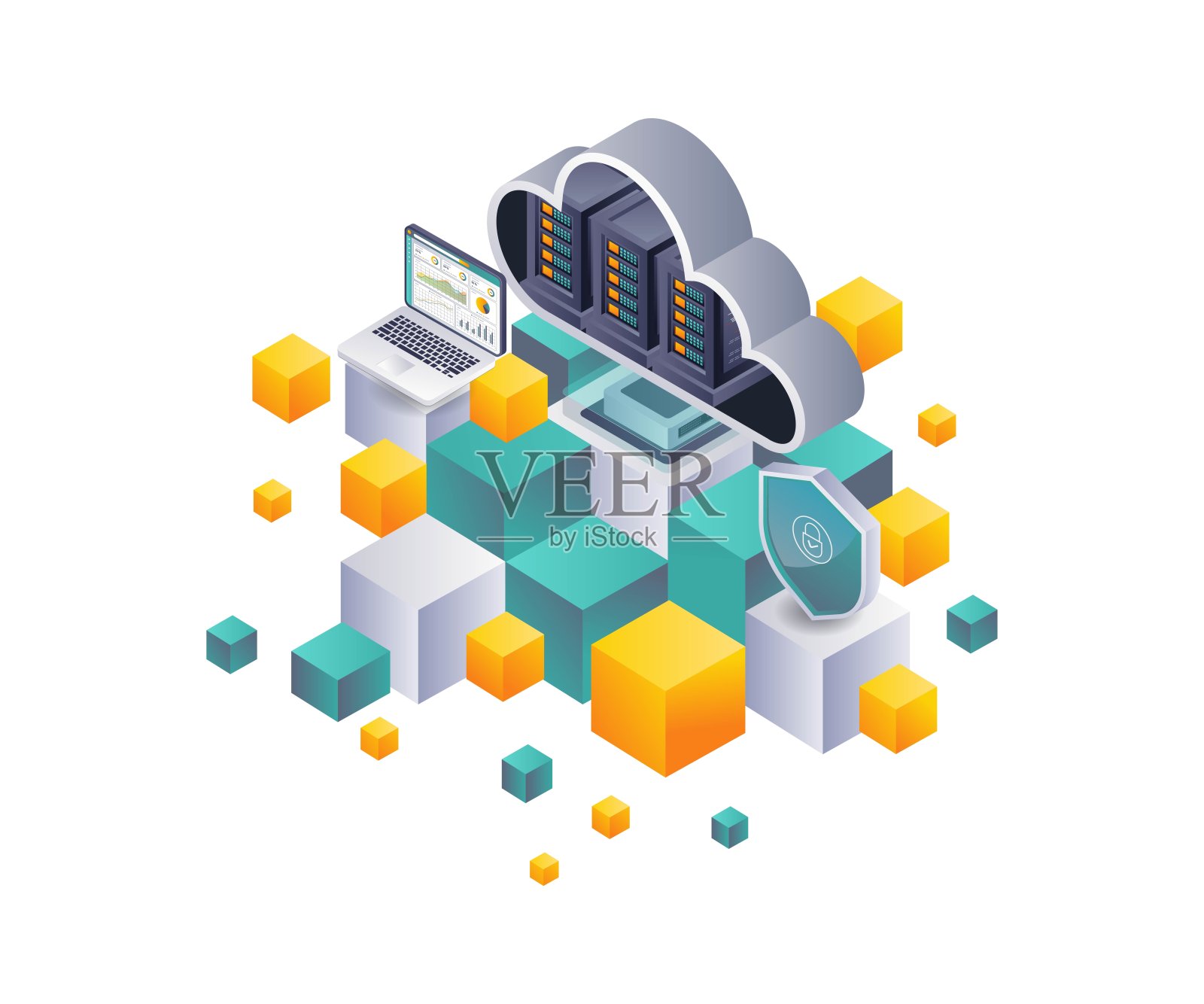 云服务器基础设施中的区块链安全分析插画图片素材