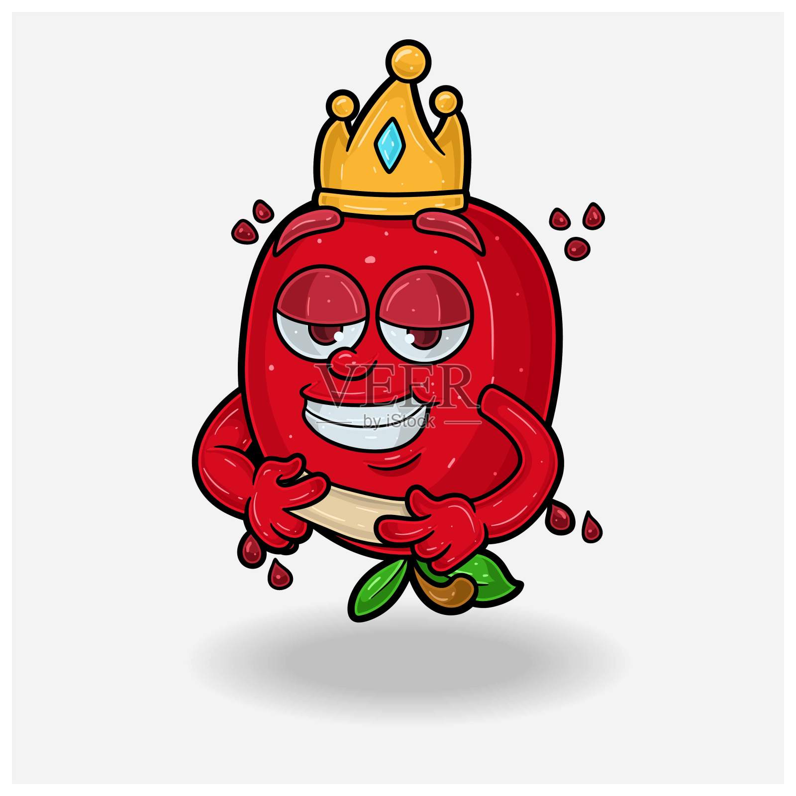 石榴果吉祥物卡通，充满爱的表情。用于品牌，标签，包装和产品。插画图片素材