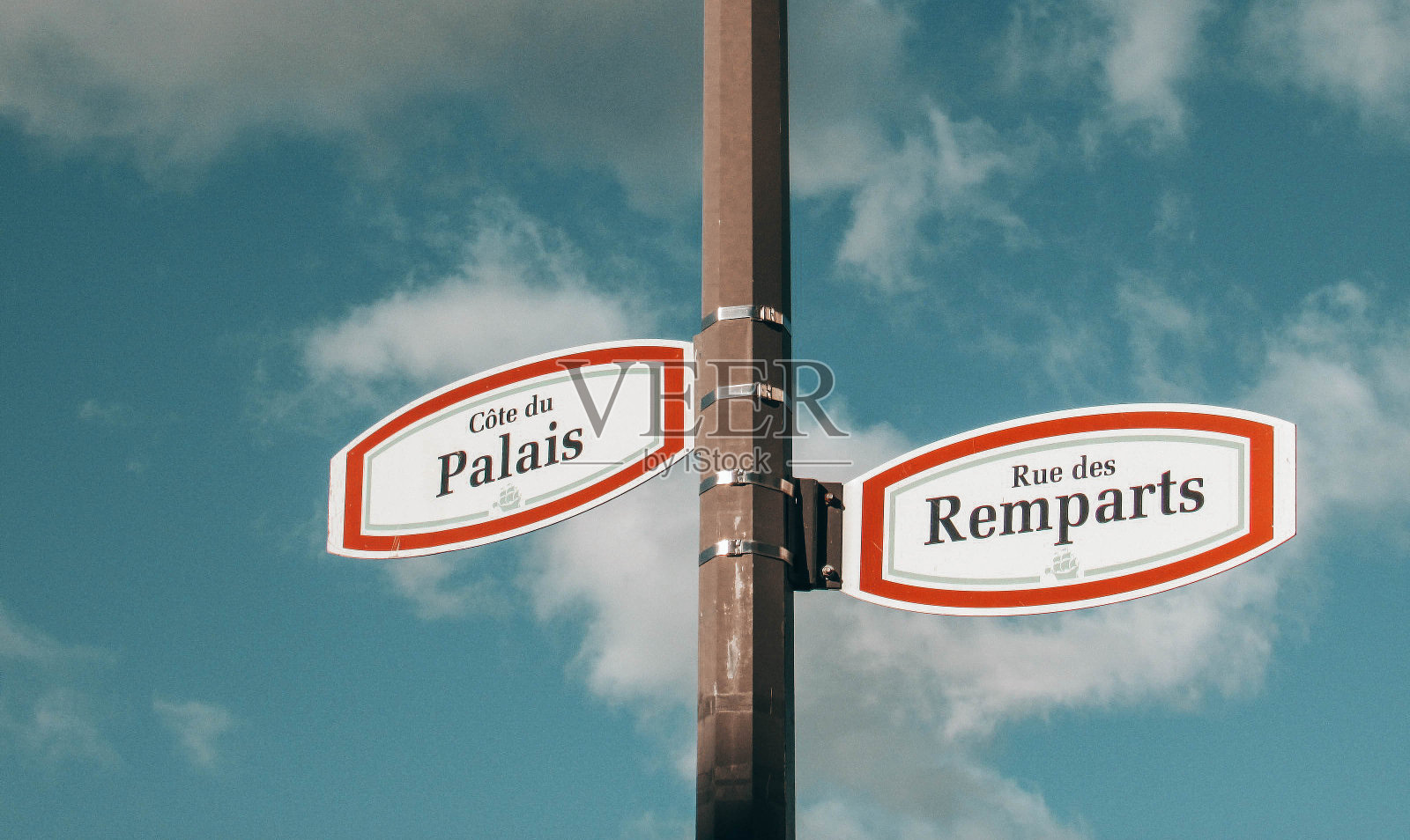 魁北克市的街道标志照片摄影图片