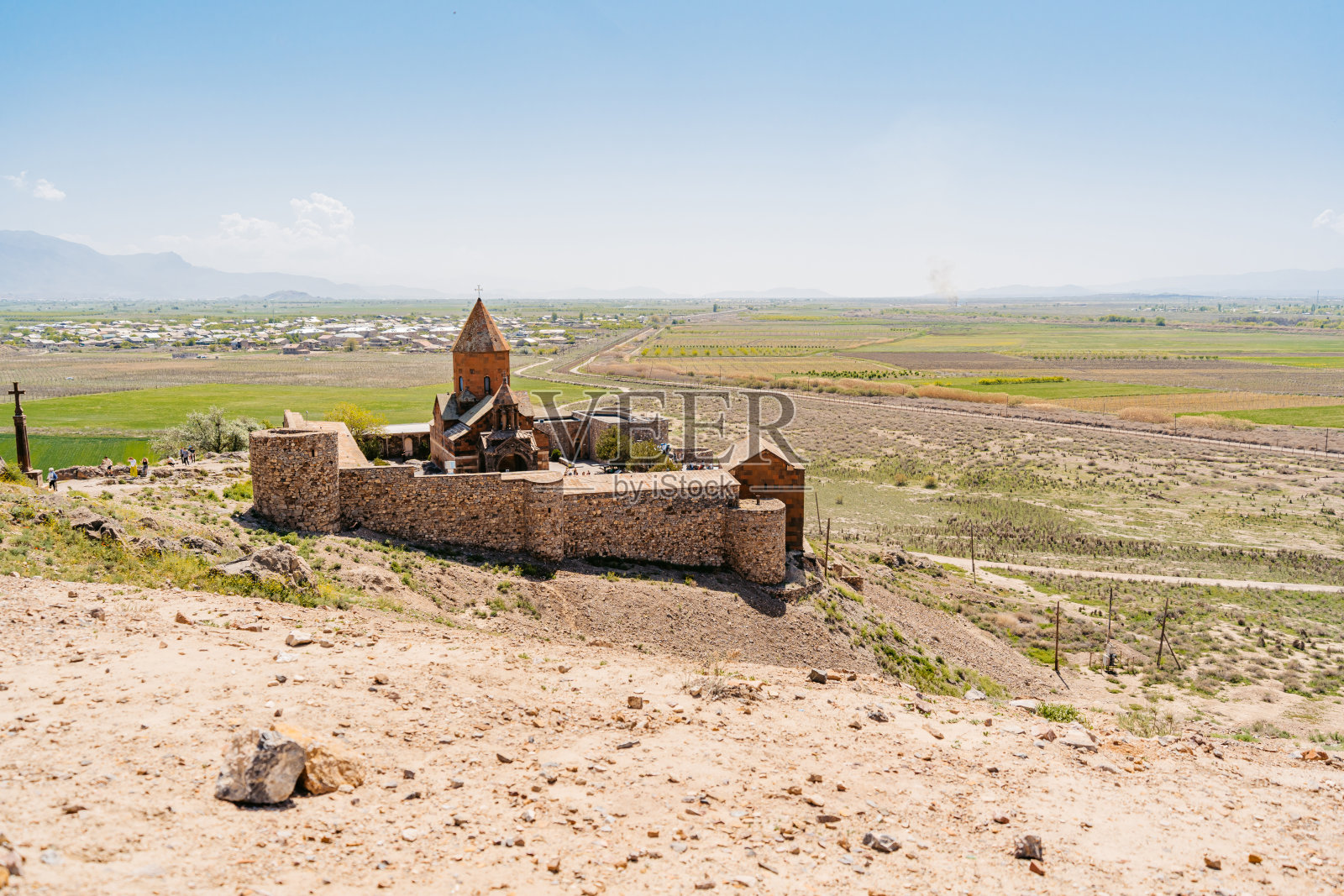 位于亚美尼亚阿拉拉特平原的Khor Virap修道院照片摄影图片