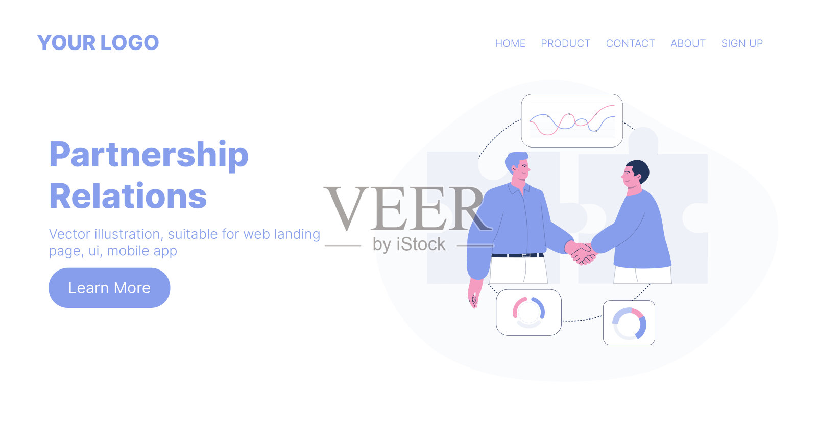 合作伙伴关系。网页登陆页设计。平面卡通矢量插图。插画图片素材