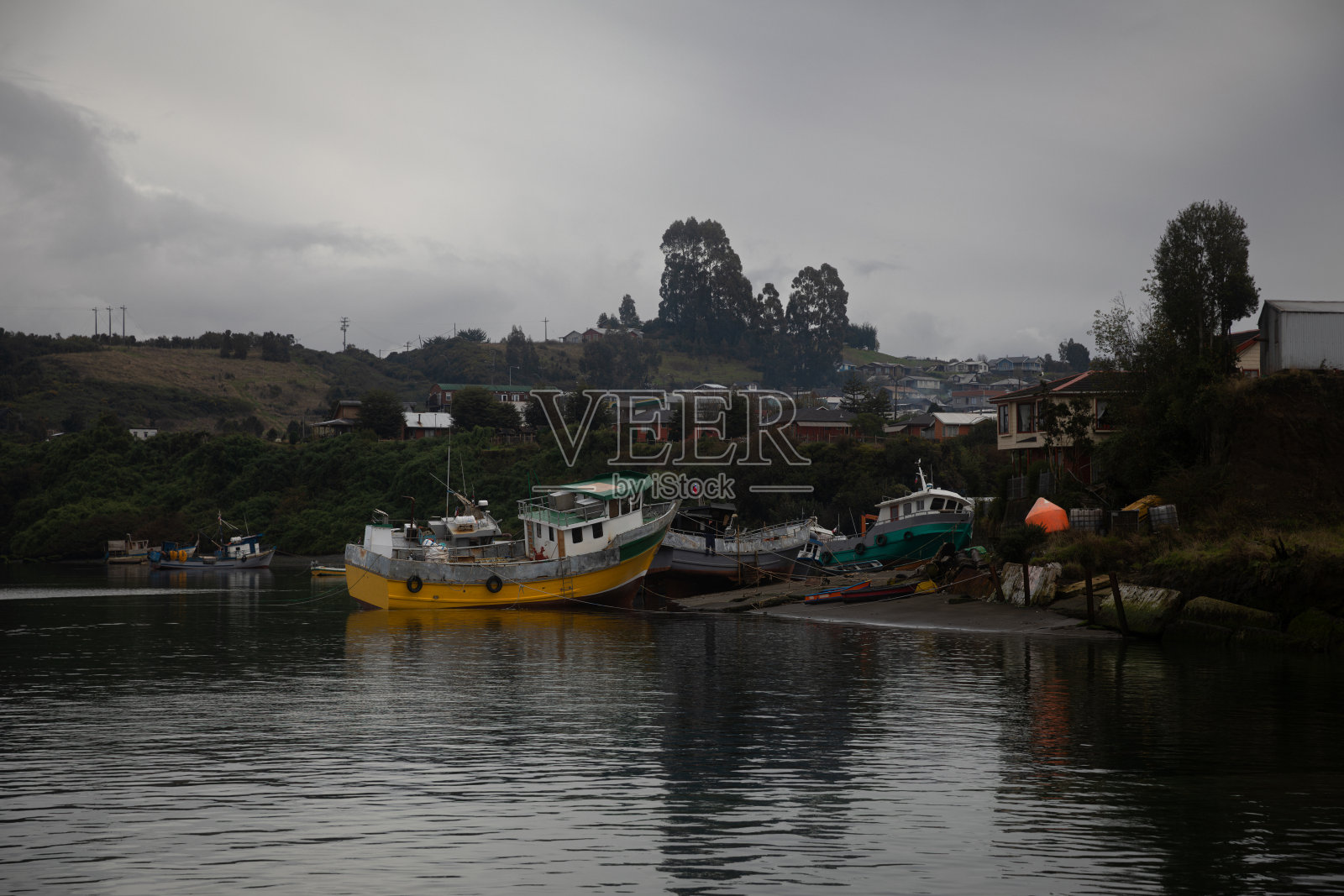 智利南部chilo<e:1>岛美丽的海滨景观照片摄影图片