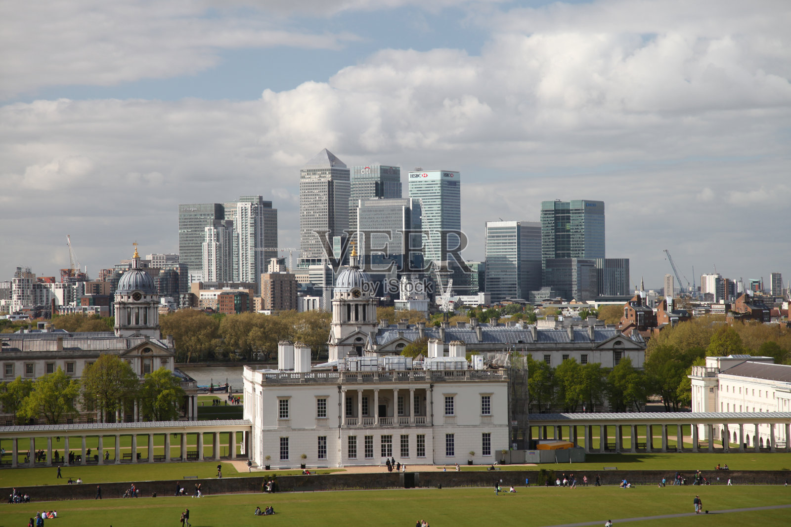 英国伦敦城市天际线鸟瞰图从格林威治金丝雀码头照片摄影图片
