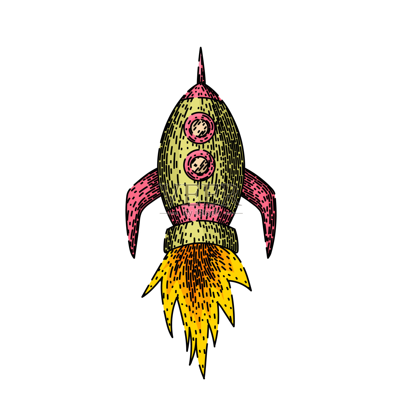 发射火箭草图手绘矢量插画图片素材