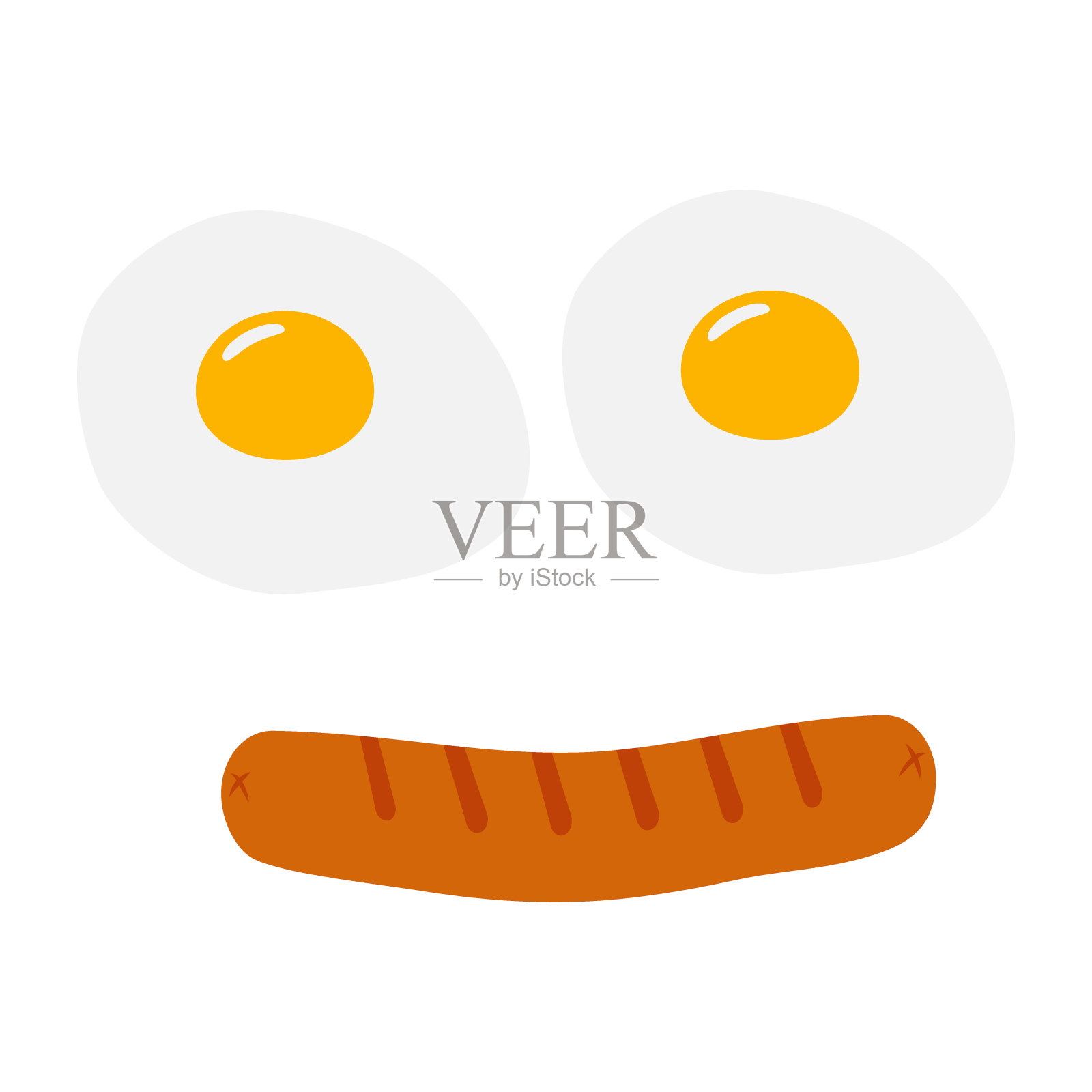 抽象的笑脸煎蛋与烤香肠在时尚的色调。动机设计理念插画图片素材