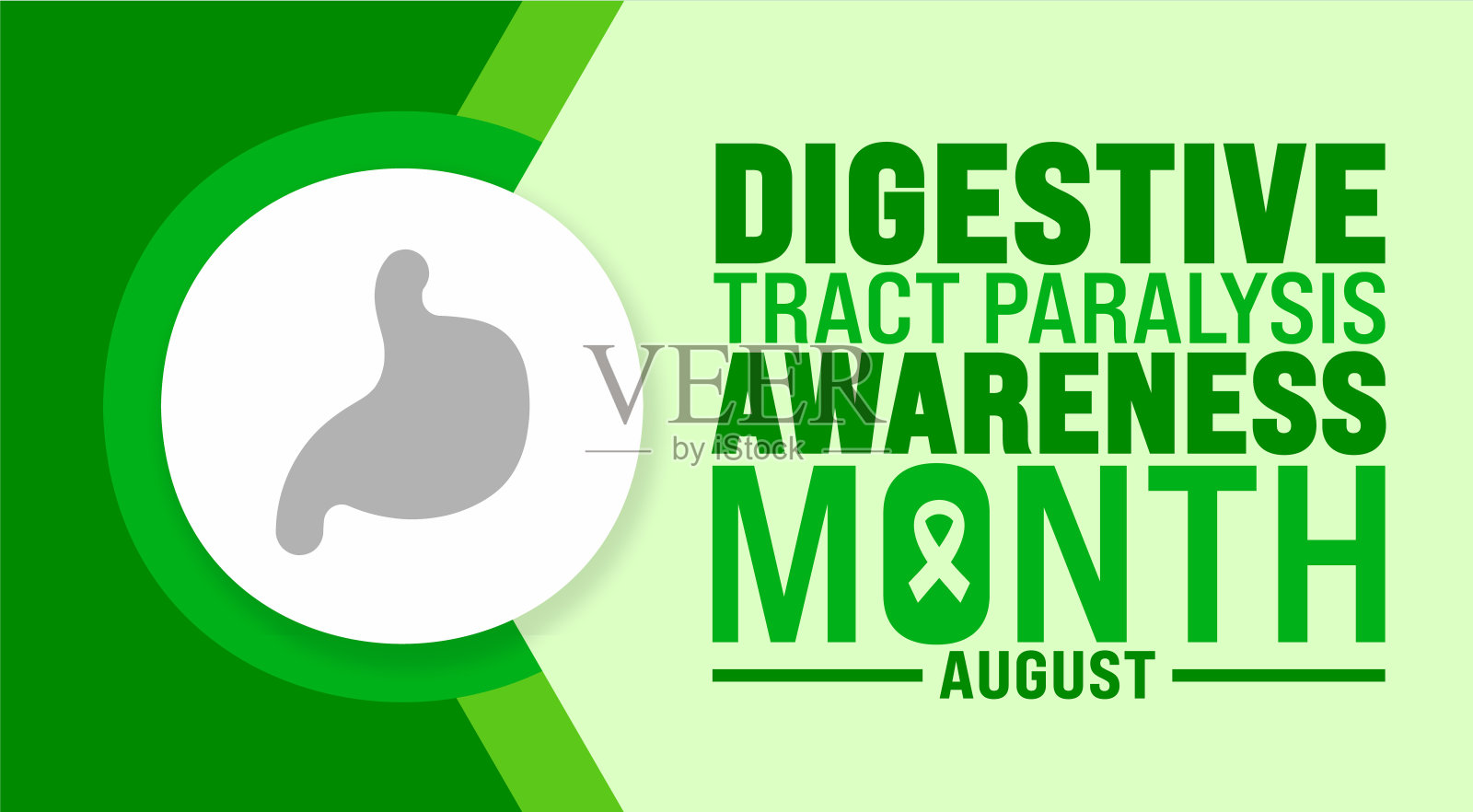 每年8月为“消化道麻痹宣传月”。节日的概念。模板的背景，横幅，卡片，海报，标语牌，设计模板与独特的形状。插画图片素材