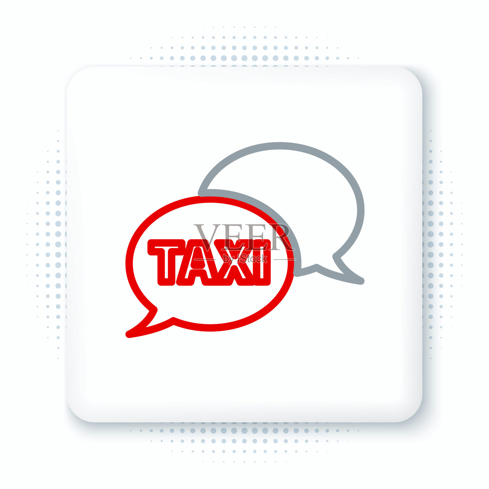 专线出租车呼叫电话服务图标孤立的白色背景。语音泡泡符号。智能手机出租车。色彩缤纷的轮廓概念。向量插画图片素材