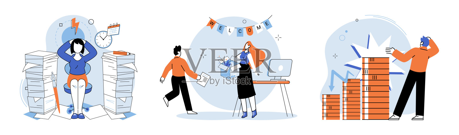 业务混乱。解决混乱的根本原因，如规划不善或缺乏资源，对于找到可持续的解决办法至关重要插画图片素材