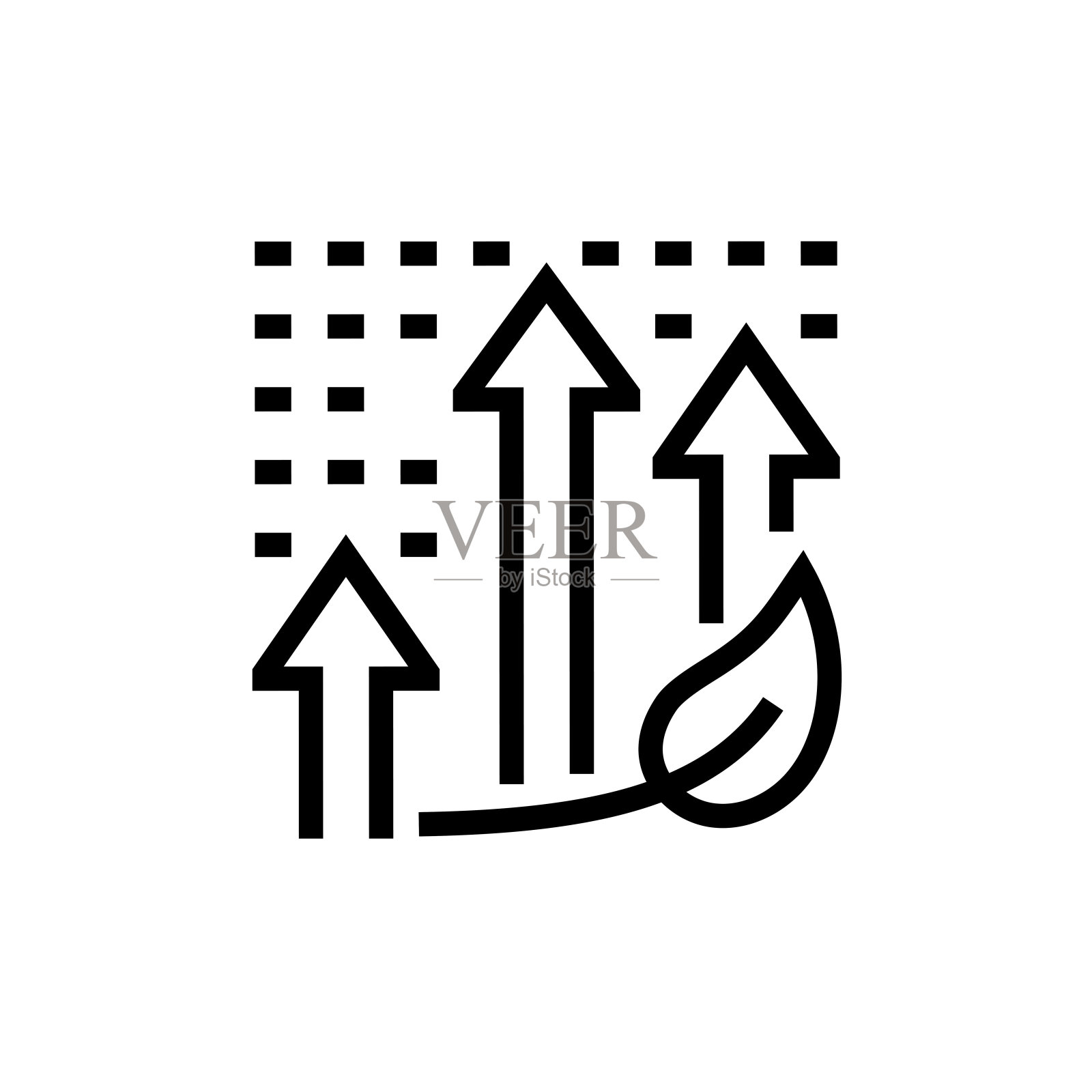 绿色能源投资线图标。插画图片素材