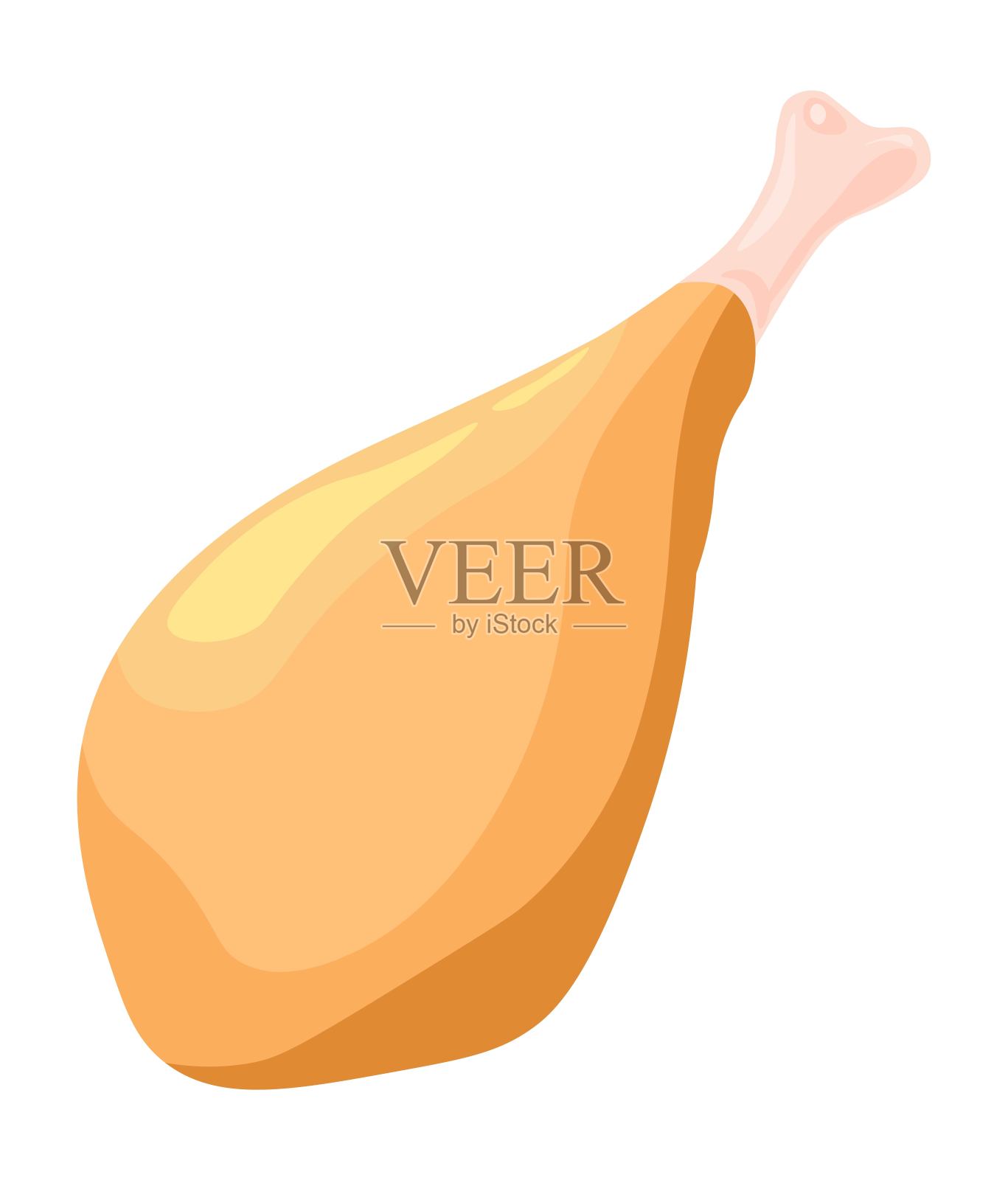 鸡腿是烤制或腌制的肉类食品插画图片素材