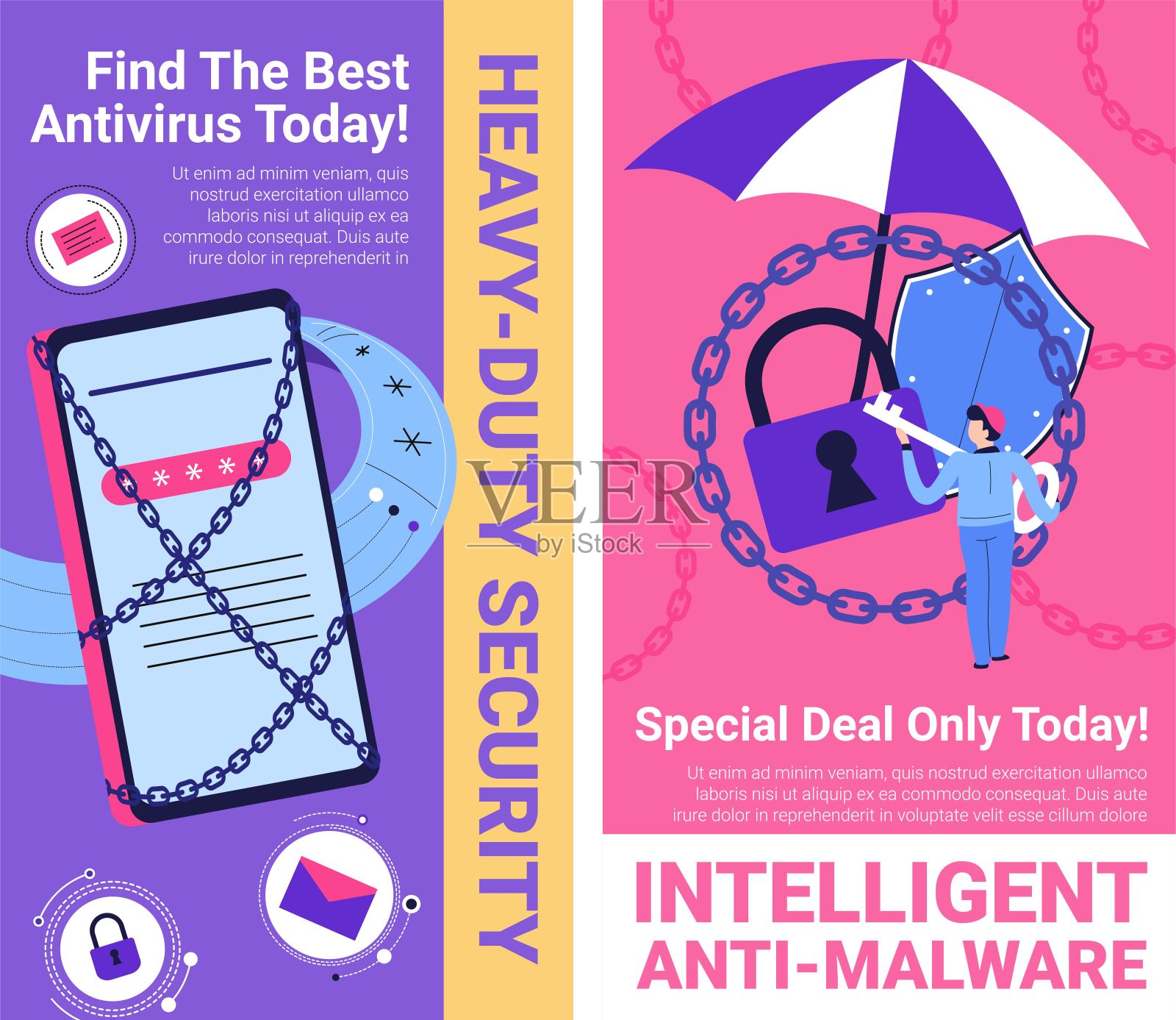 网络防护，智能反恶意软件载体插画图片素材