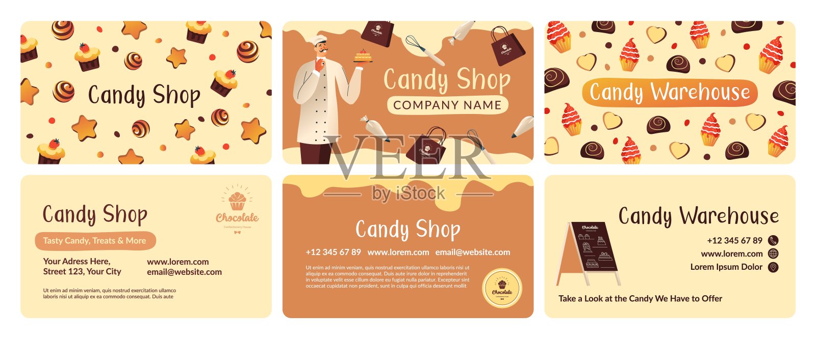 名片设计集糖果店广告插画图片素材
