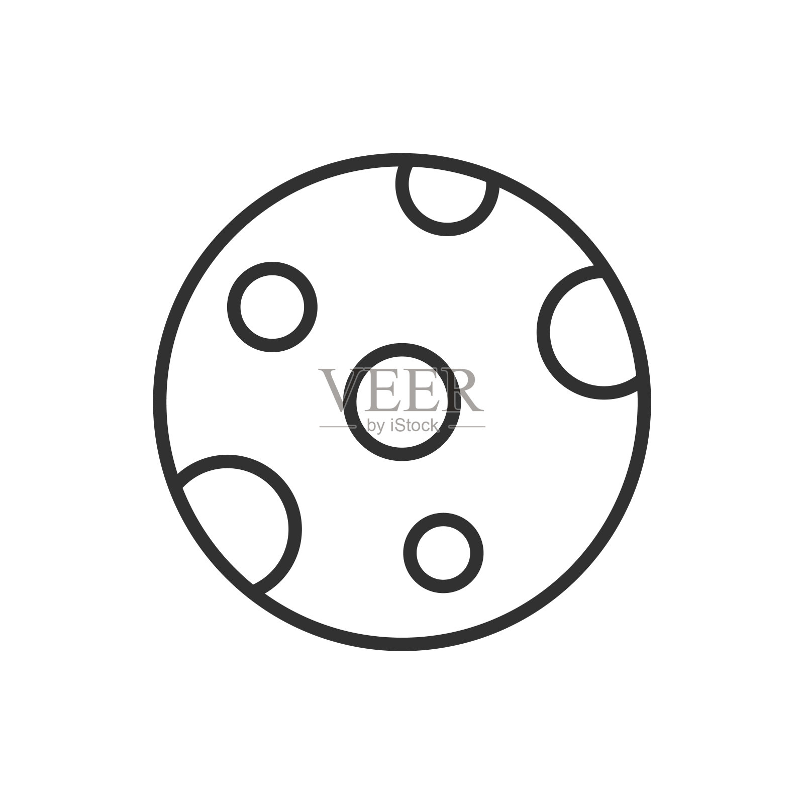 月球和环形山,线性图标.线条可编辑的笔画