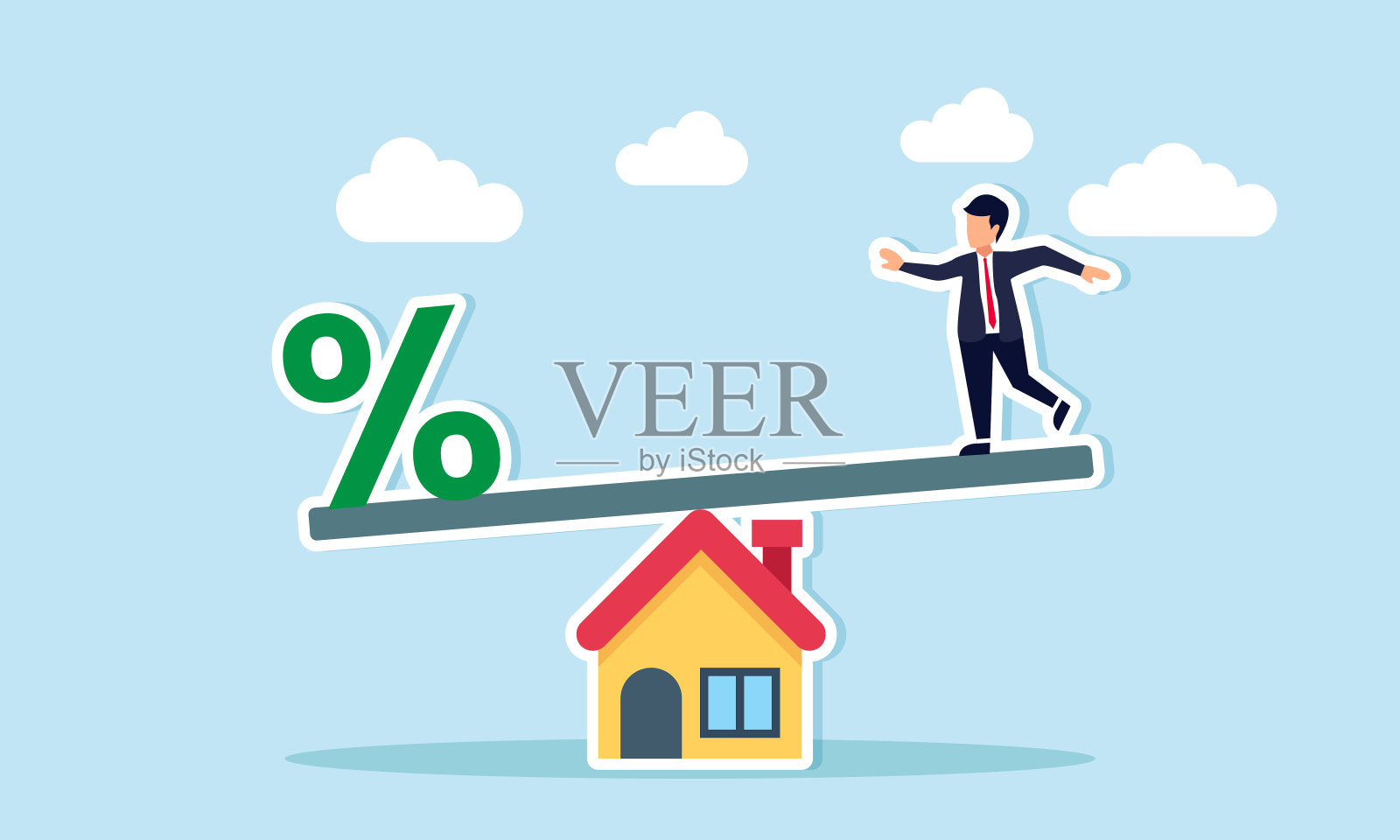 房屋贷款利息，按揭余额，收入负债率，财务风险，商人平衡房屋按揭利息的概念插画图片素材