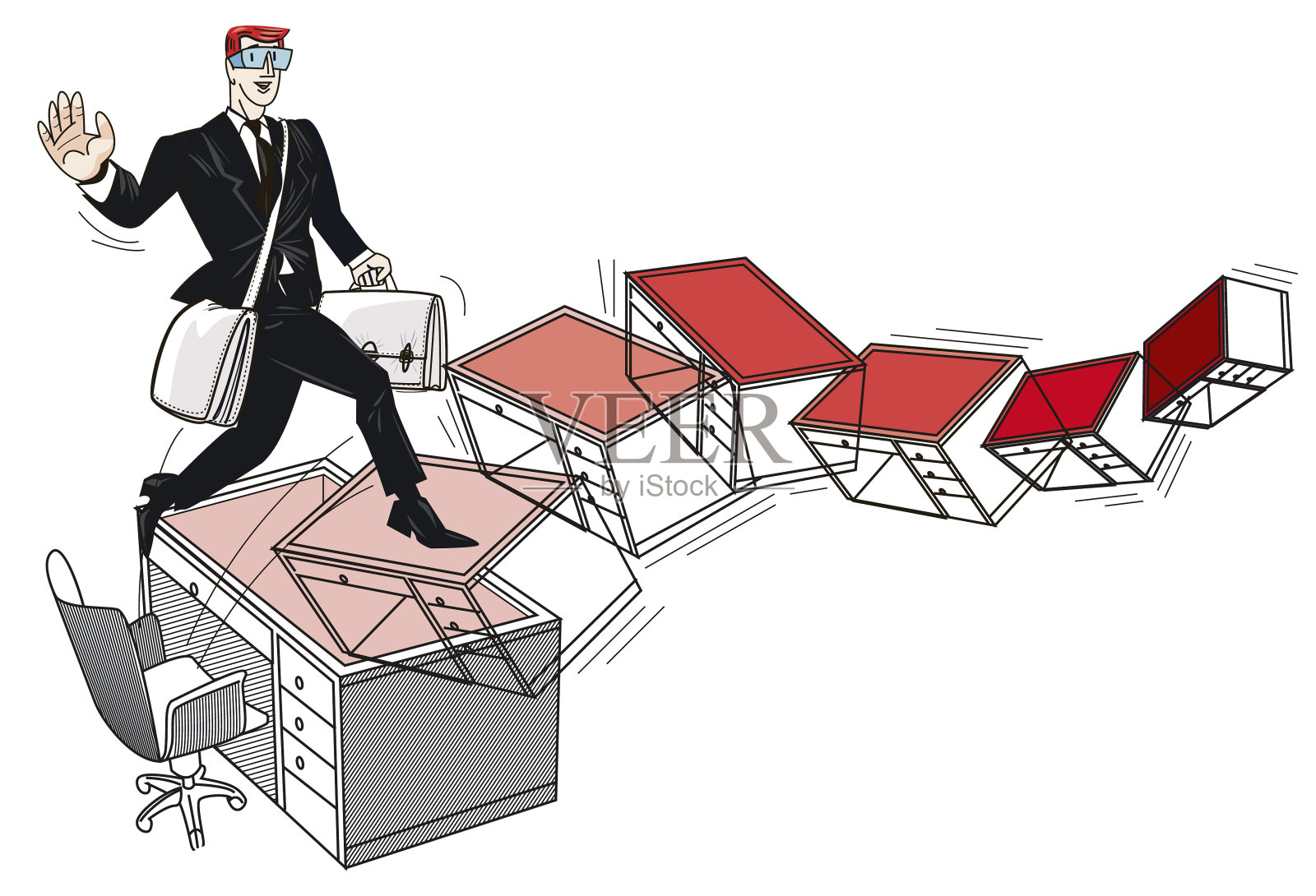 在事业上取得进步的人员插画图片素材