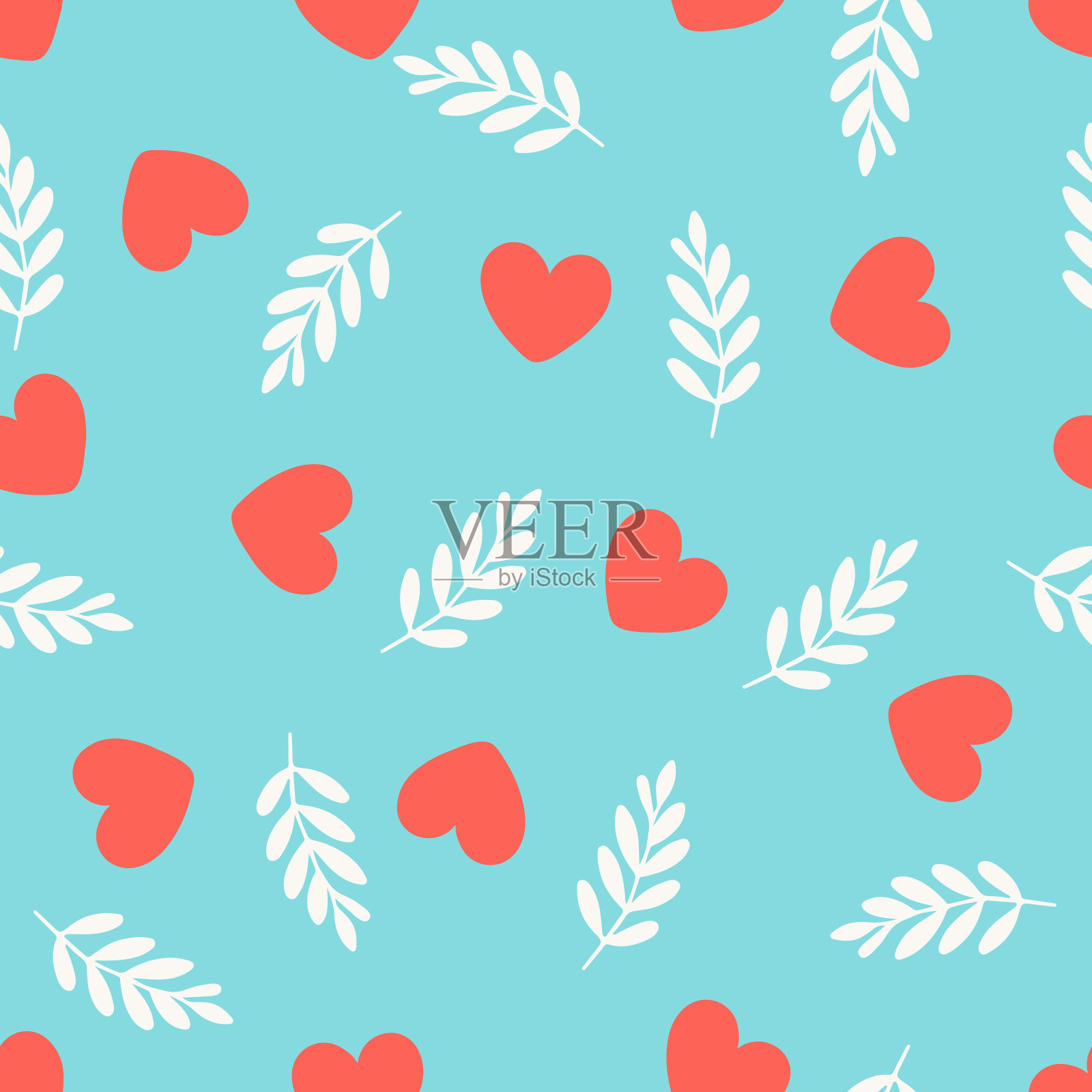 可爱浪漫的无缝图案与心，无尽的印花插画图片素材