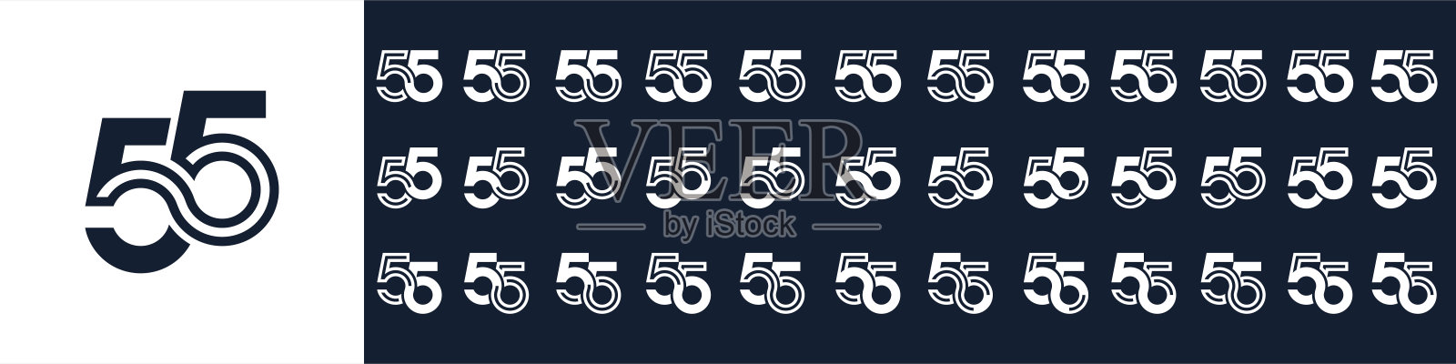 创意55号标志设计的集合。摘要五十五设计矢量图插画图片素材