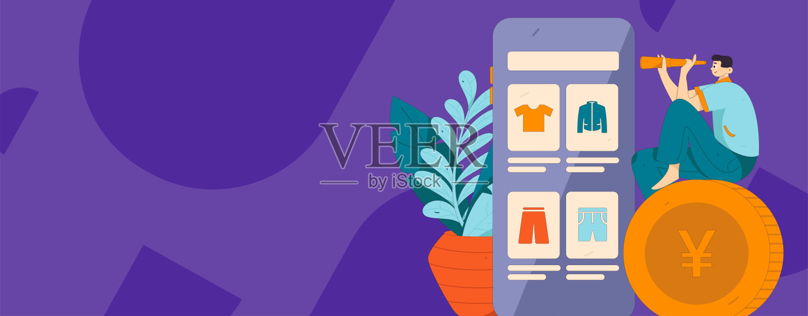 假日购物的人做电子商务网上购物平面矢量概念操作手绘插图插画图片素材