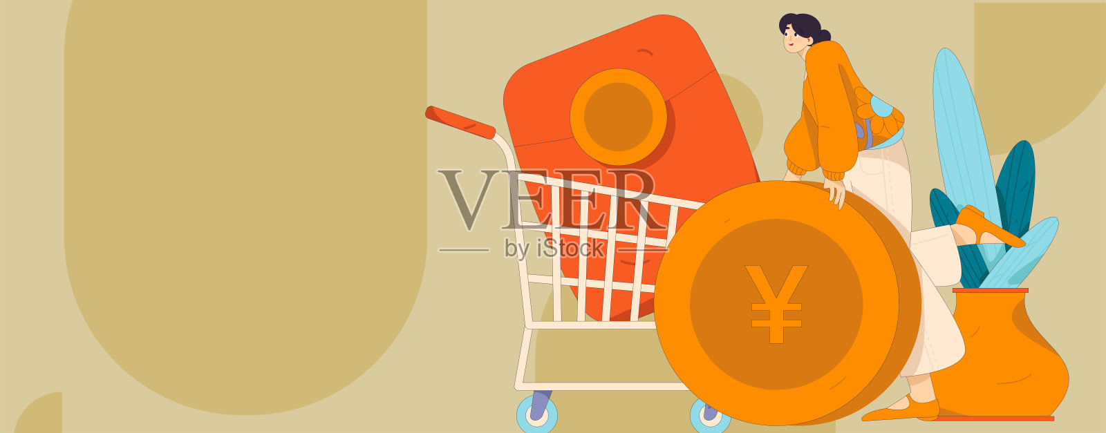 假日购物的人做电子商务网上购物平面矢量概念操作手绘插图插画图片素材