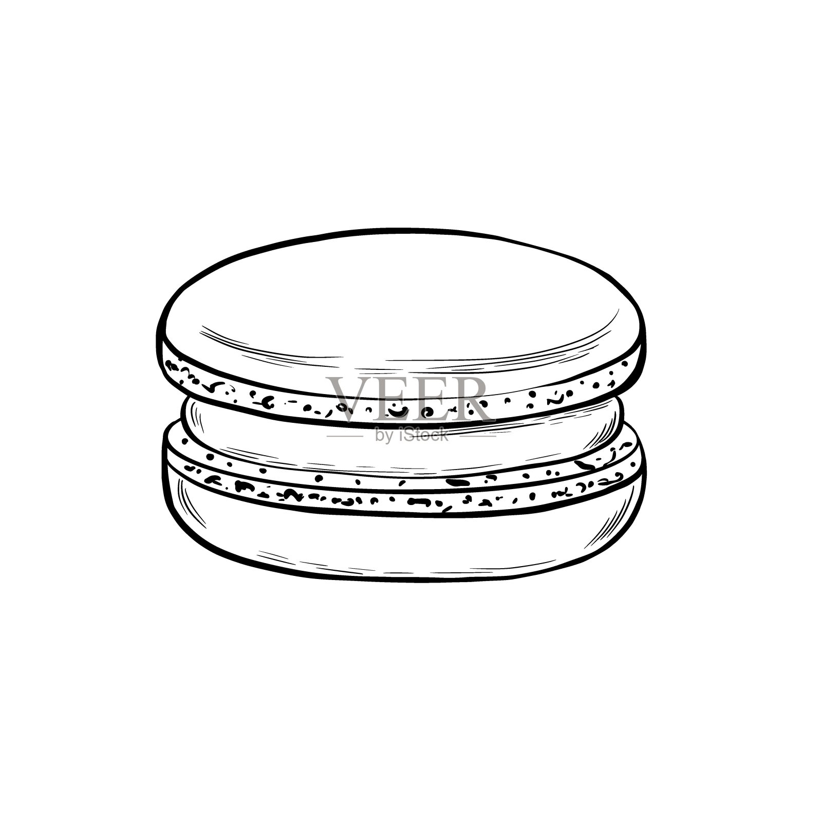 图形风格的马卡龙。通用打印您的烹饪笔记，食谱，卡片，烹饪书，纺织品。矢量插图。以简单的极简主义风格手绘。在你的产品上好看吗插画图片素材