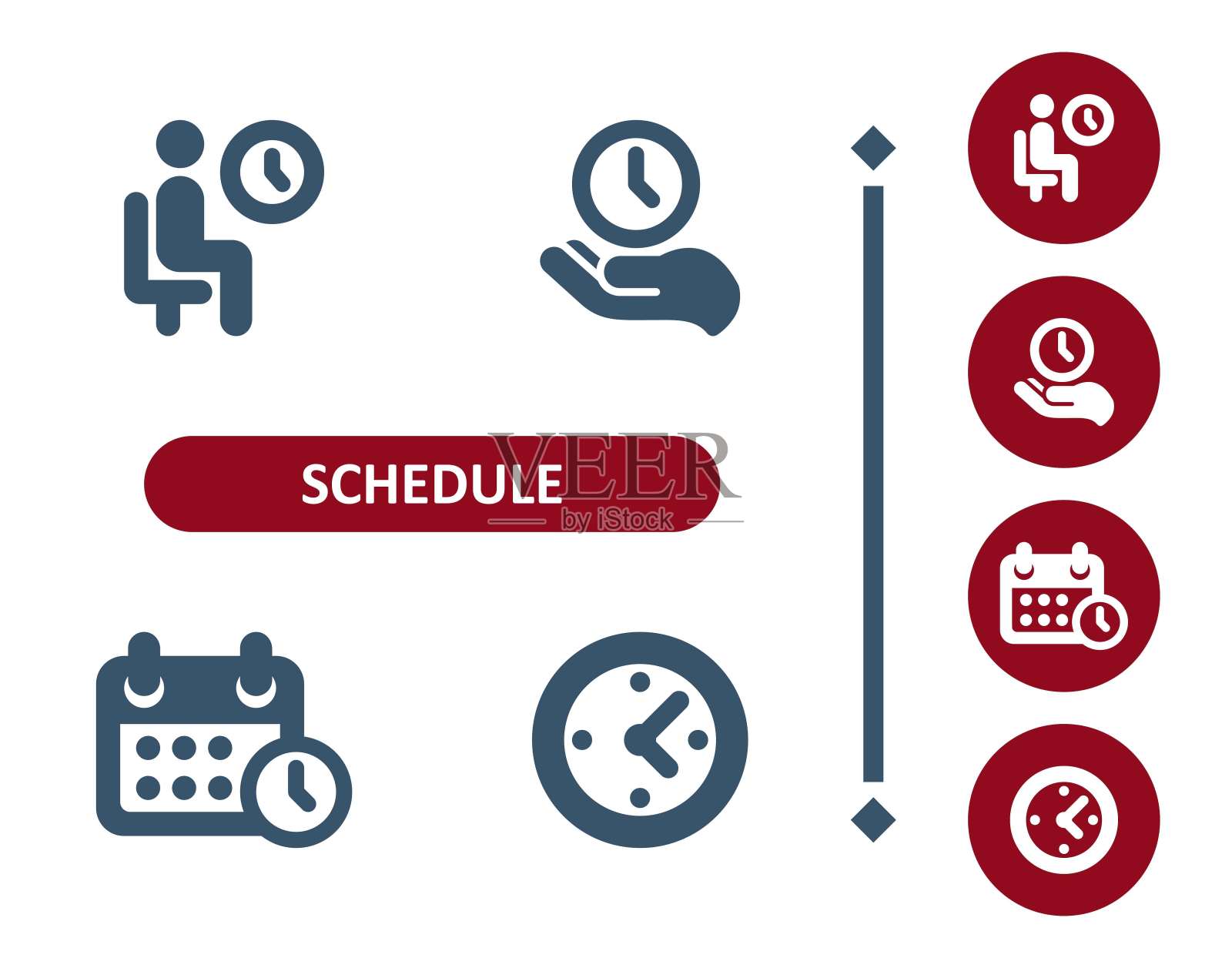 进度图标。时间，时钟，候诊室，旅行，手，日历，约会图标插画图片素材