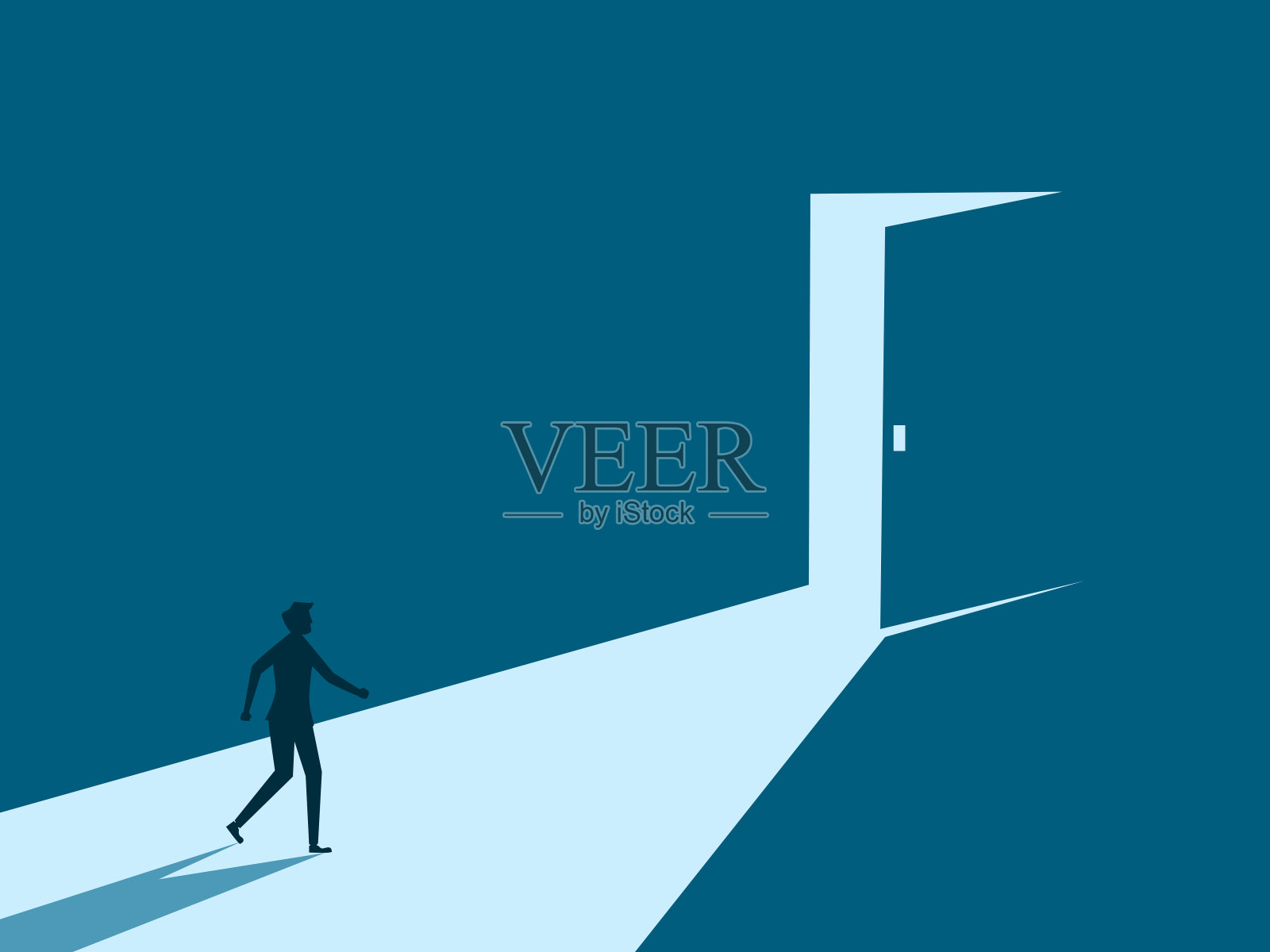 的勇气。商人走向门向量插画图片素材