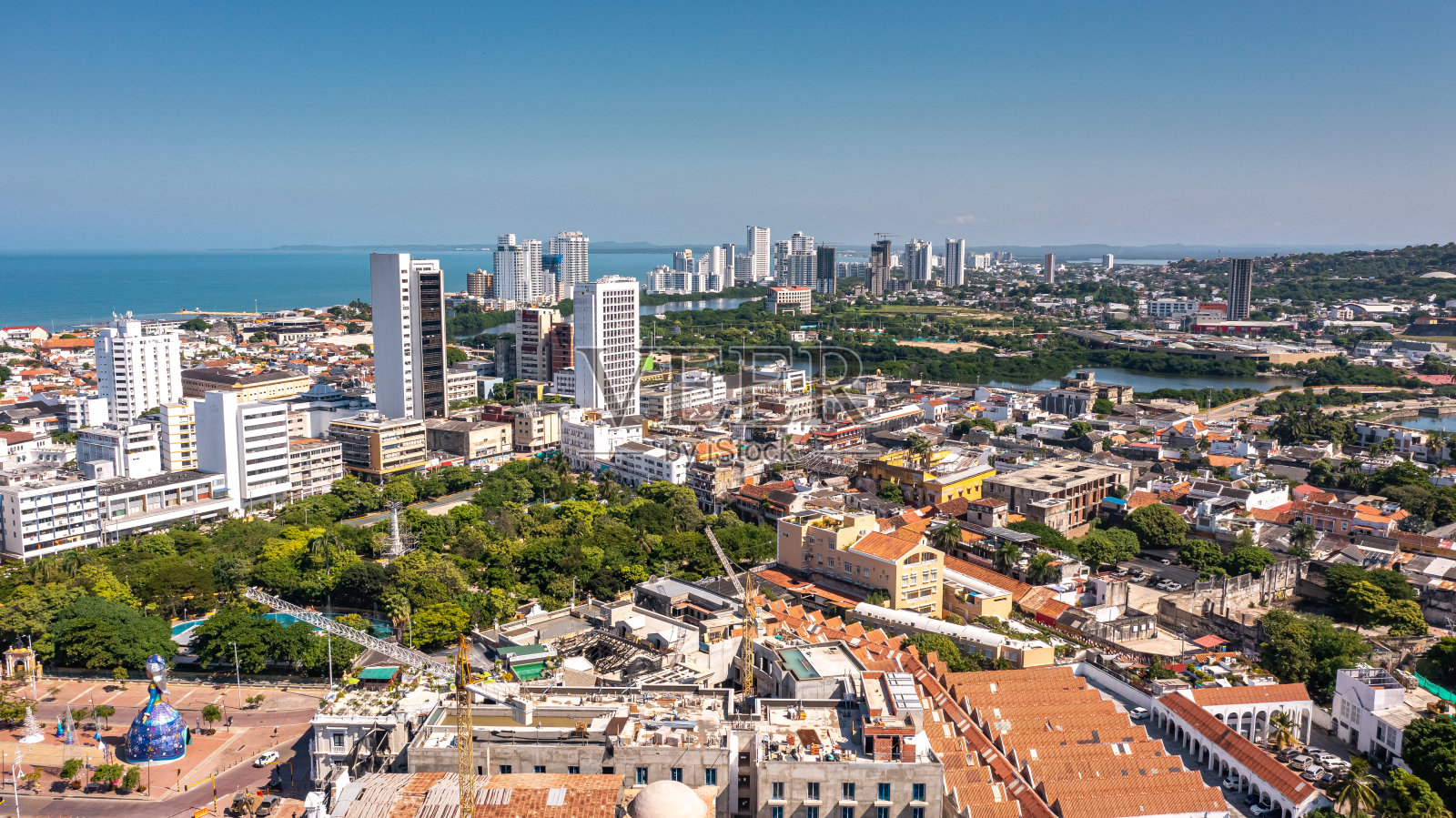 哥伦比亚，卡塔赫纳，无人机照片摄影图片